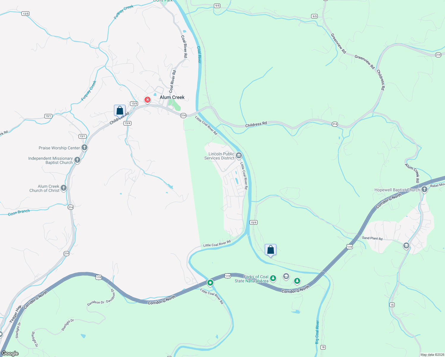 map of restaurants, bars, coffee shops, grocery stores, and more near 180 Jackson Way in Alum Creek