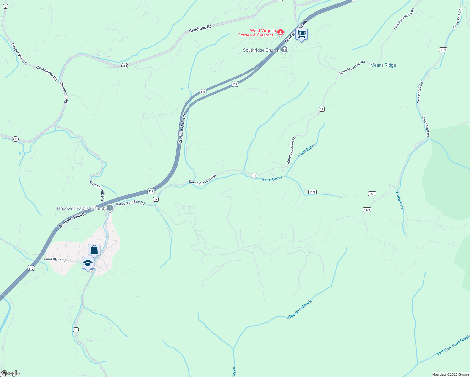 map of restaurants, bars, coffee shops, grocery stores, and more near 537 Wynterhall Lane in South Charleston