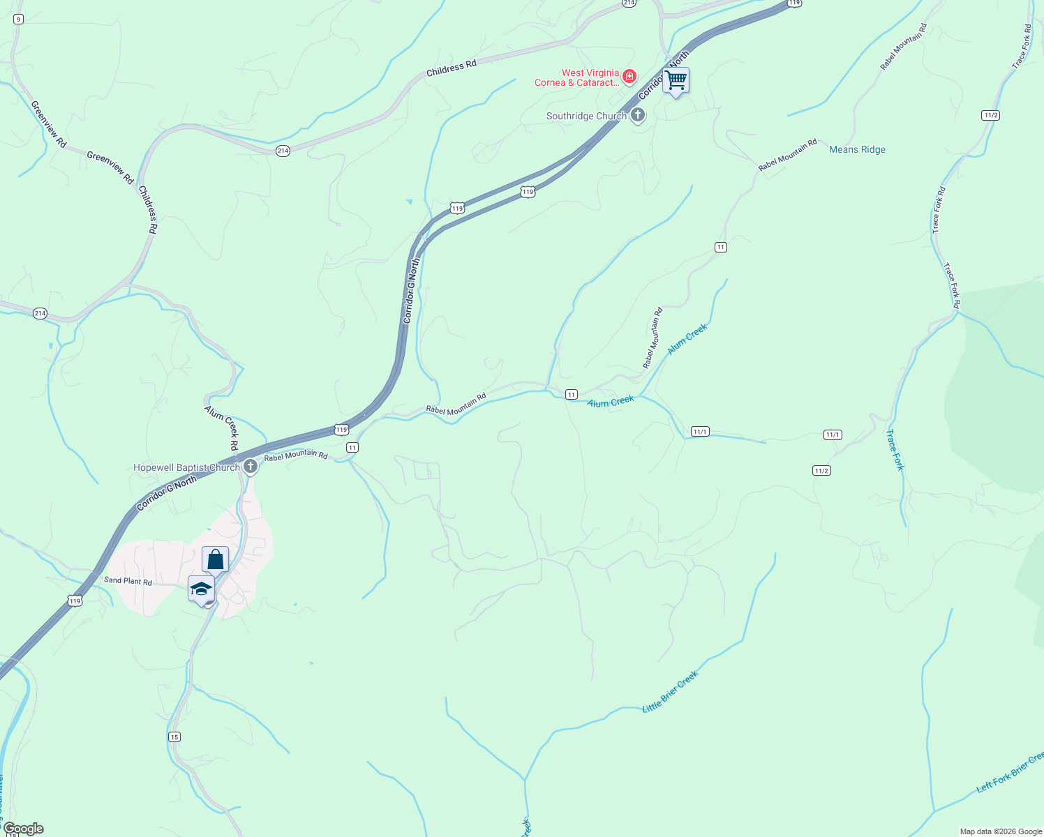 map of restaurants, bars, coffee shops, grocery stores, and more near 537 Wynterhall Lane in South Charleston
