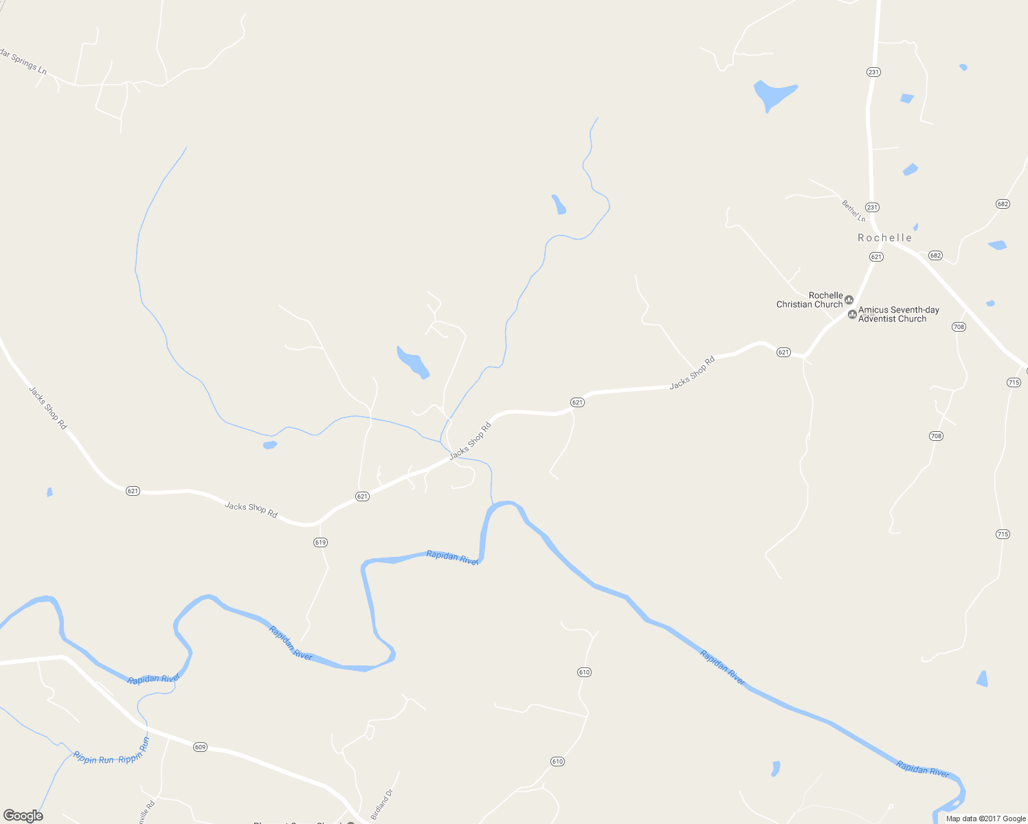 map of restaurants, bars, coffee shops, grocery stores, and more near 2667 Virginia 621 in Rochelle