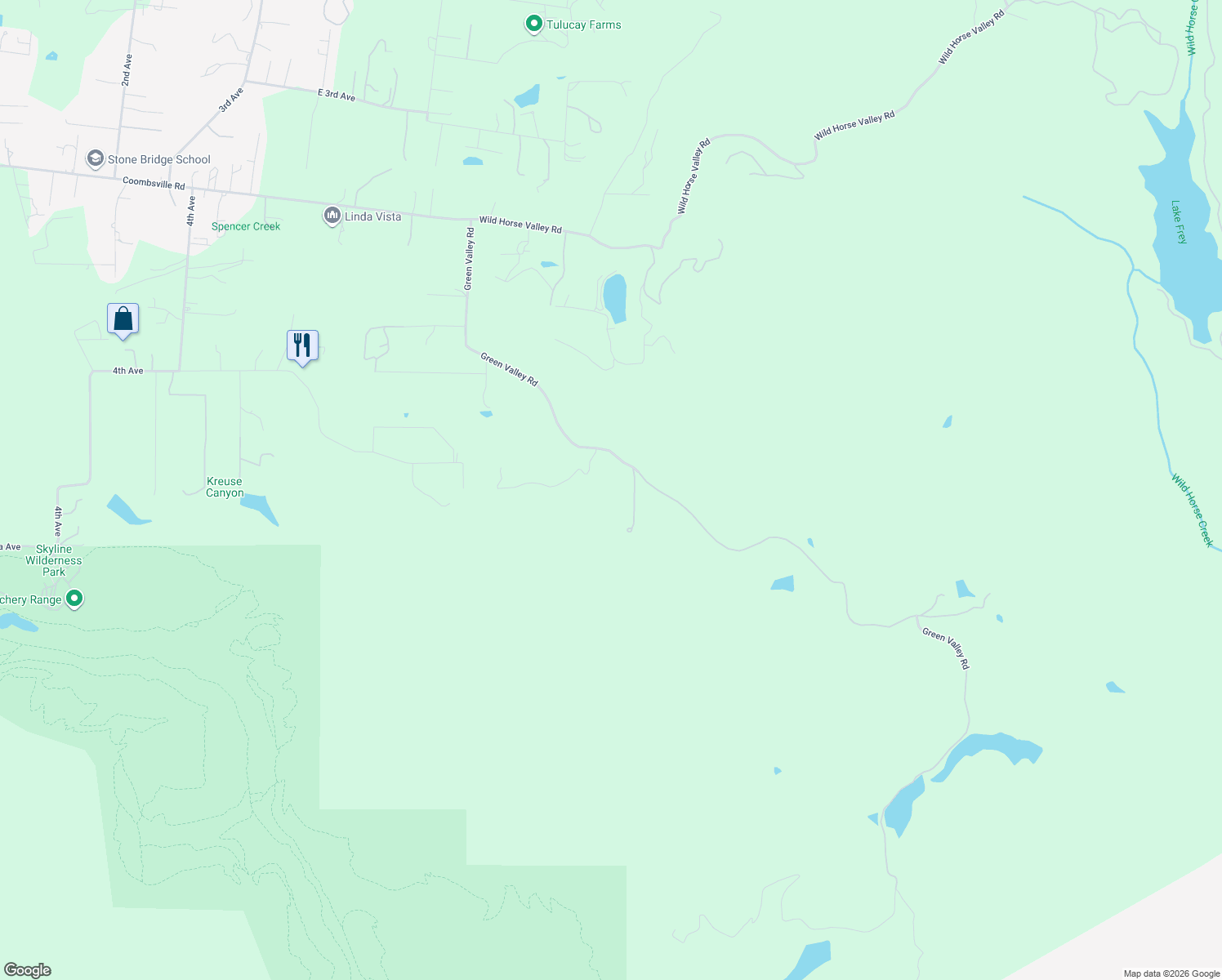 map of restaurants, bars, coffee shops, grocery stores, and more near 1211 Green Valley Road in Napa