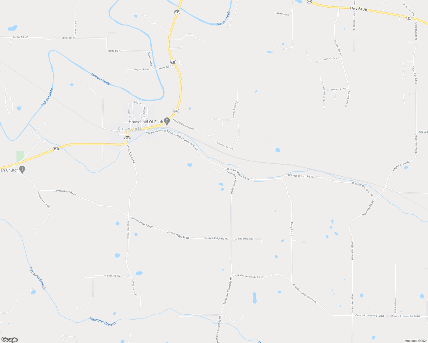 map of restaurants, bars, coffee shops, grocery stores, and more near 5725 Crandall Lanesville Road Northeast in Georgetown