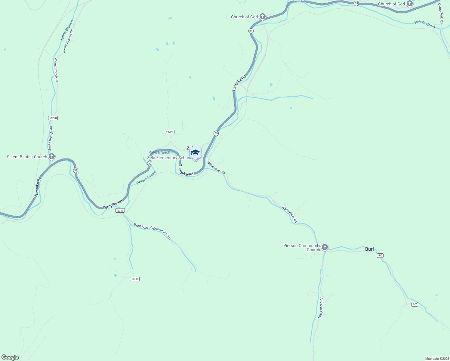 map of restaurants, bars, coffee shops, grocery stores, and more near 286 Whitewater Rd in Summersville