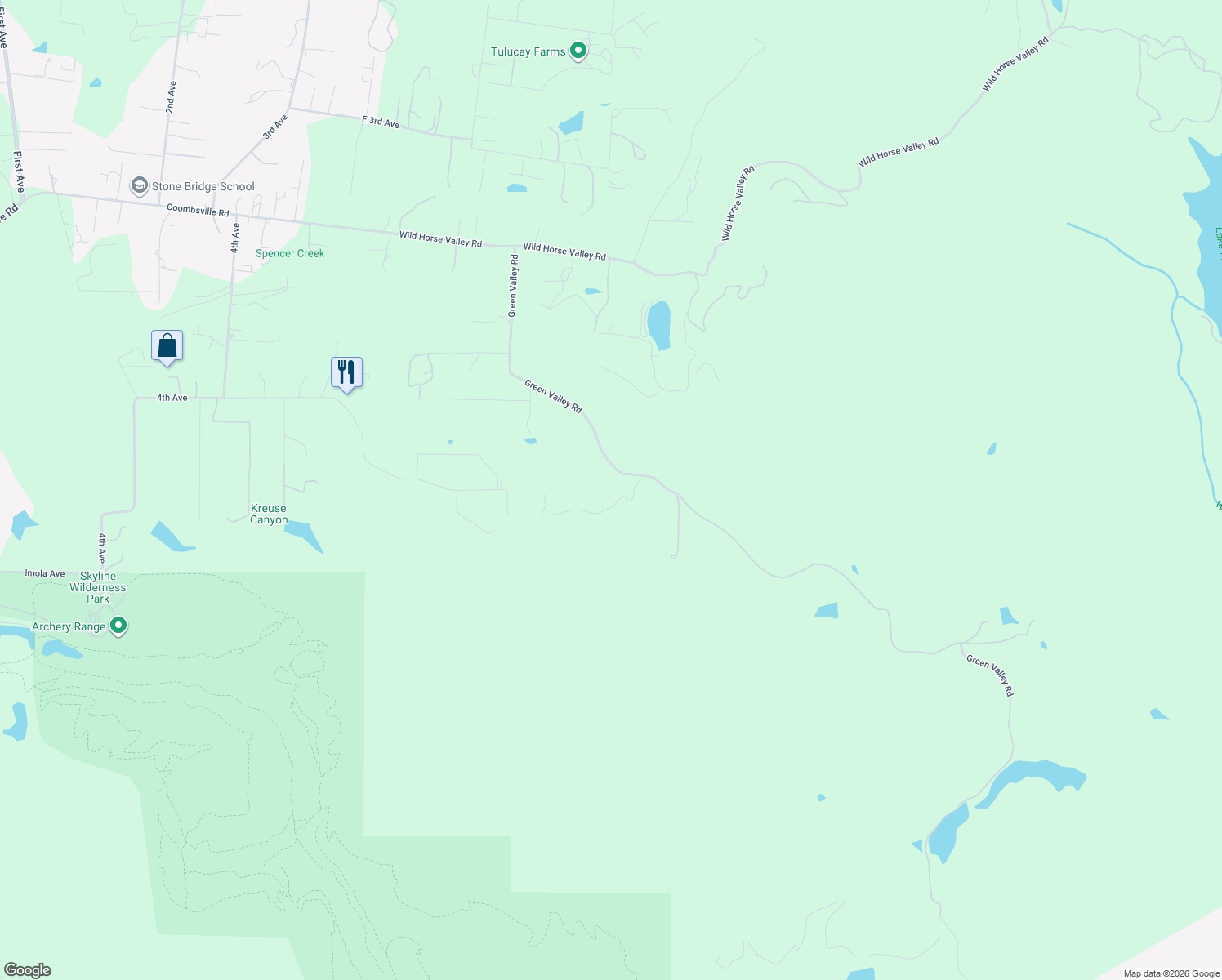 map of restaurants, bars, coffee shops, grocery stores, and more near 1185 Green Valley Road in Napa