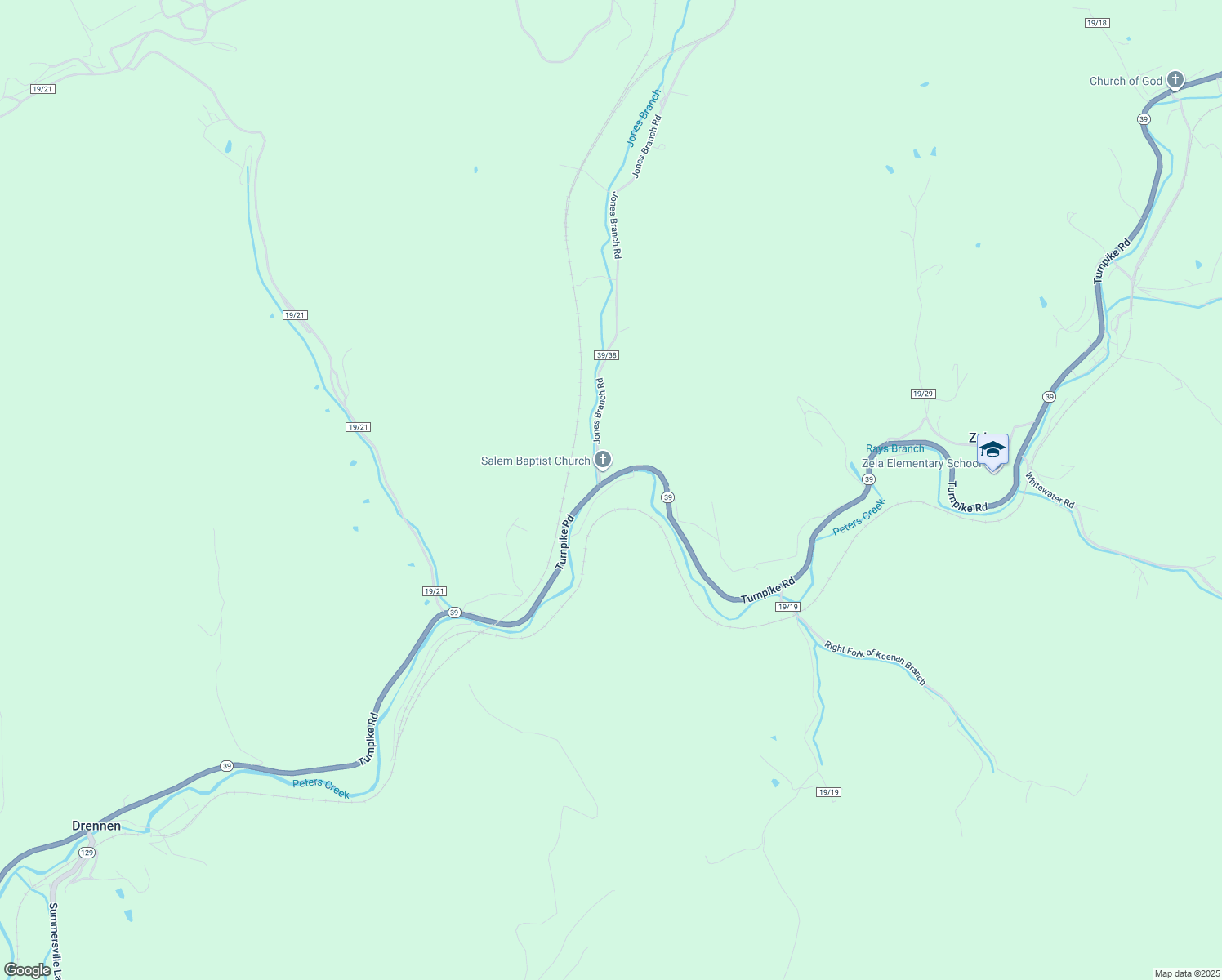 map of restaurants, bars, coffee shops, grocery stores, and more near 43 Iron Horse Lane in Summersville