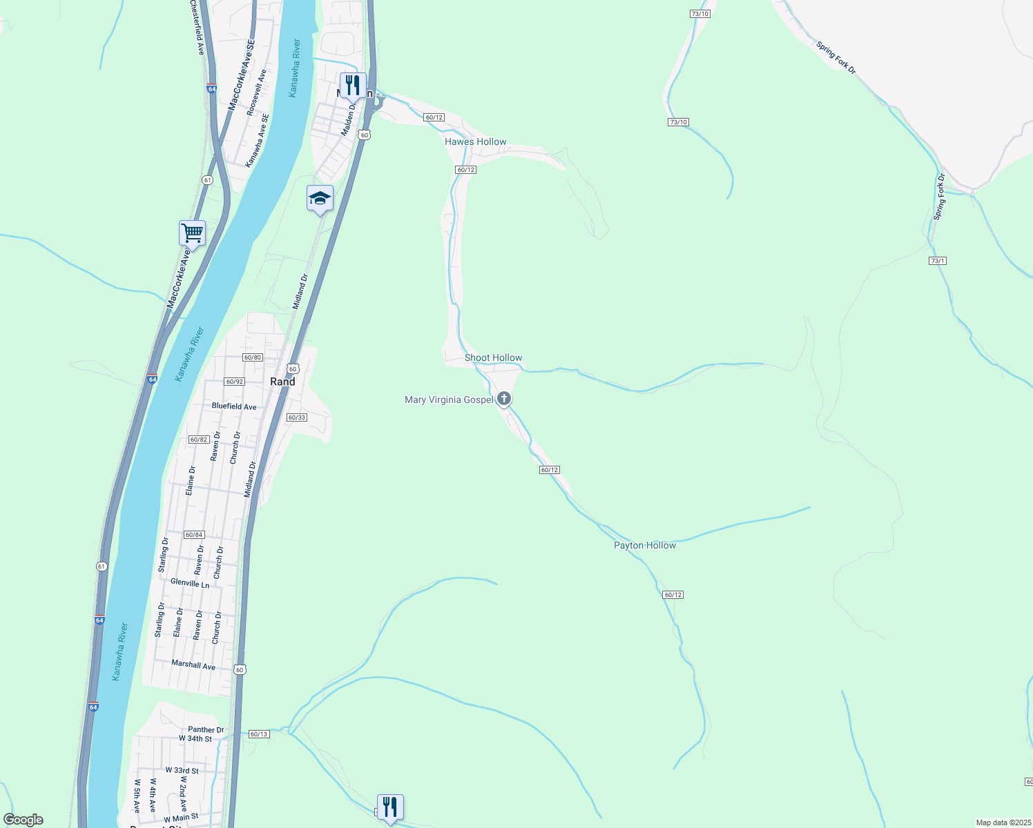map of restaurants, bars, coffee shops, grocery stores, and more near 850 Georges Creek Drive in Charleston