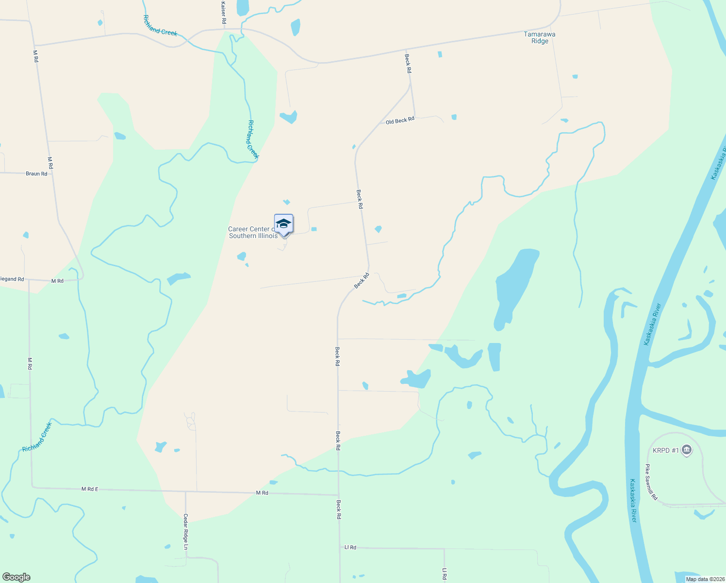map of restaurants, bars, coffee shops, grocery stores, and more near 5980 Beck Road in Red Bud
