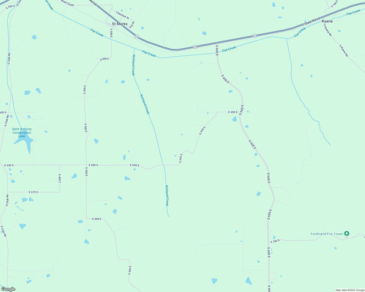 map of restaurants, bars, coffee shops, grocery stores, and more near 5485 East 650 South in Saint Anthony