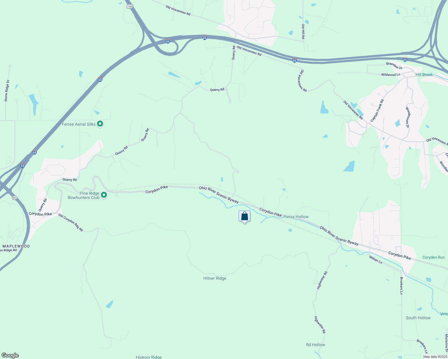 map of restaurants, bars, coffee shops, grocery stores, and more near 3408 Corydon Pike in New Albany