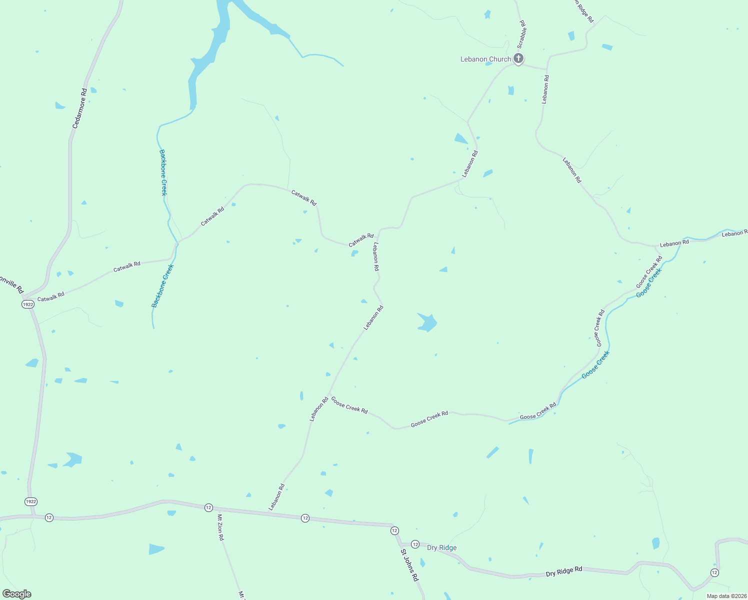 map of restaurants, bars, coffee shops, grocery stores, and more near 3600 Lebanon Road in Bagdad