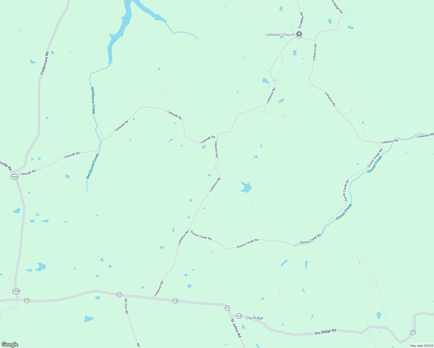 map of restaurants, bars, coffee shops, grocery stores, and more near 3600 Lebanon Road in Bagdad
