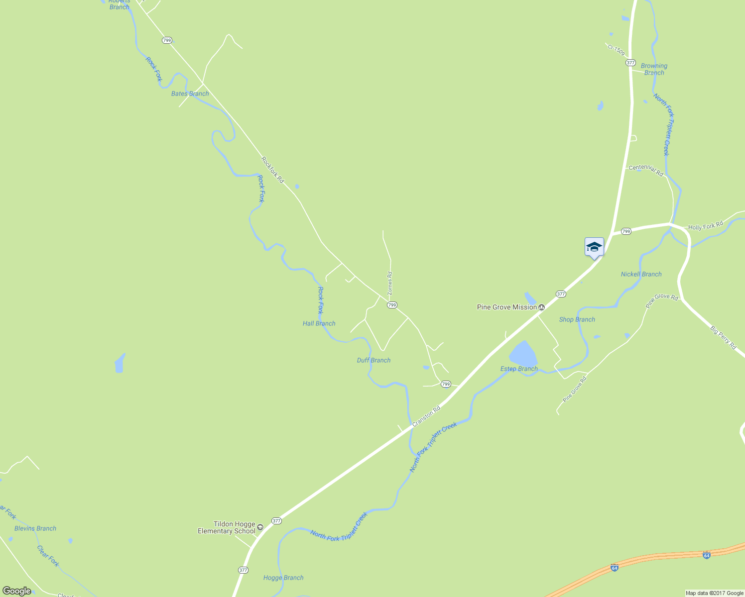 map of restaurants, bars, coffee shops, grocery stores, and more near 615 Rockfork Road in Morehead