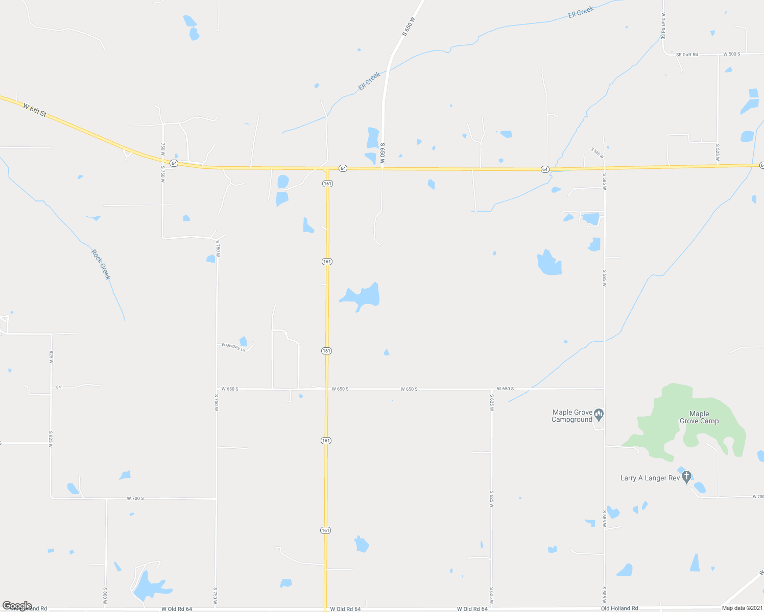 map of restaurants, bars, coffee shops, grocery stores, and more near 6150 Indiana 161 in Huntingburg