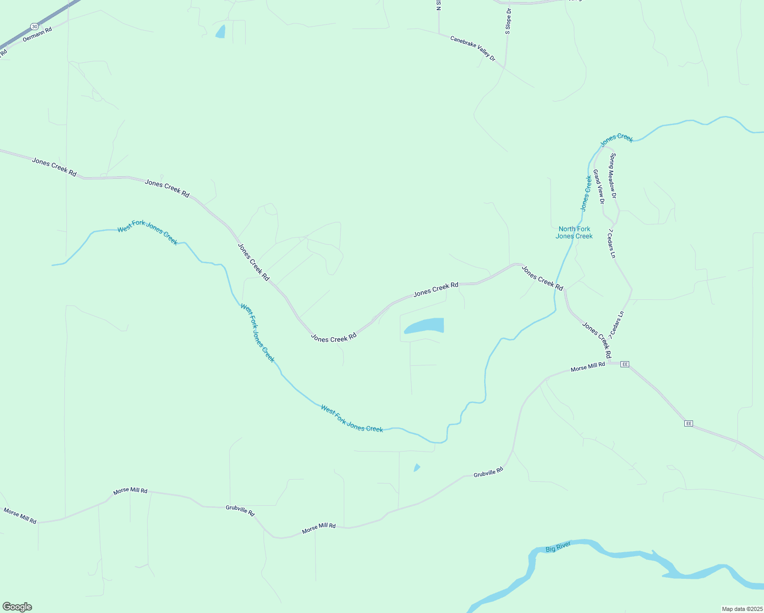 map of restaurants, bars, coffee shops, grocery stores, and more near 9411 Jones Creek Road in Dittmer