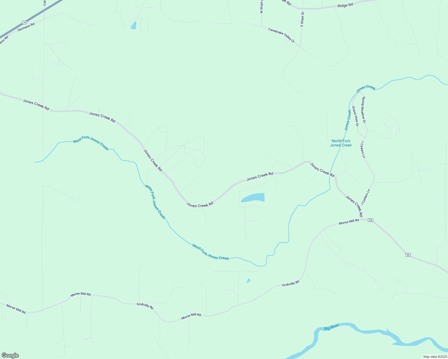 map of restaurants, bars, coffee shops, grocery stores, and more near 9411 Jones Creek Road in Dittmer