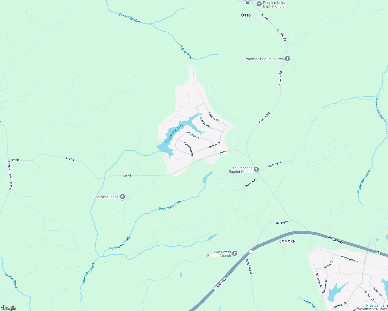 map of restaurants, bars, coffee shops, grocery stores, and more near 6184 Dawes Drive in King George