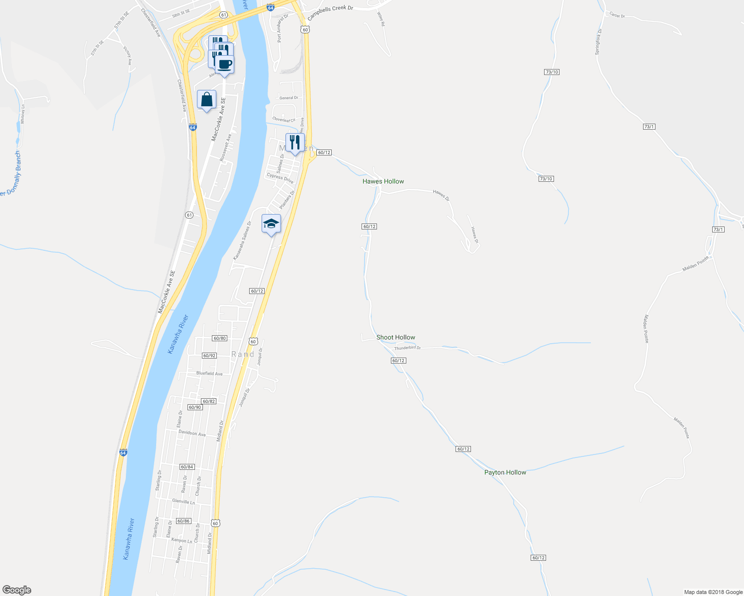 map of restaurants, bars, coffee shops, grocery stores, and more near 703 Navigator Ln in Charleston