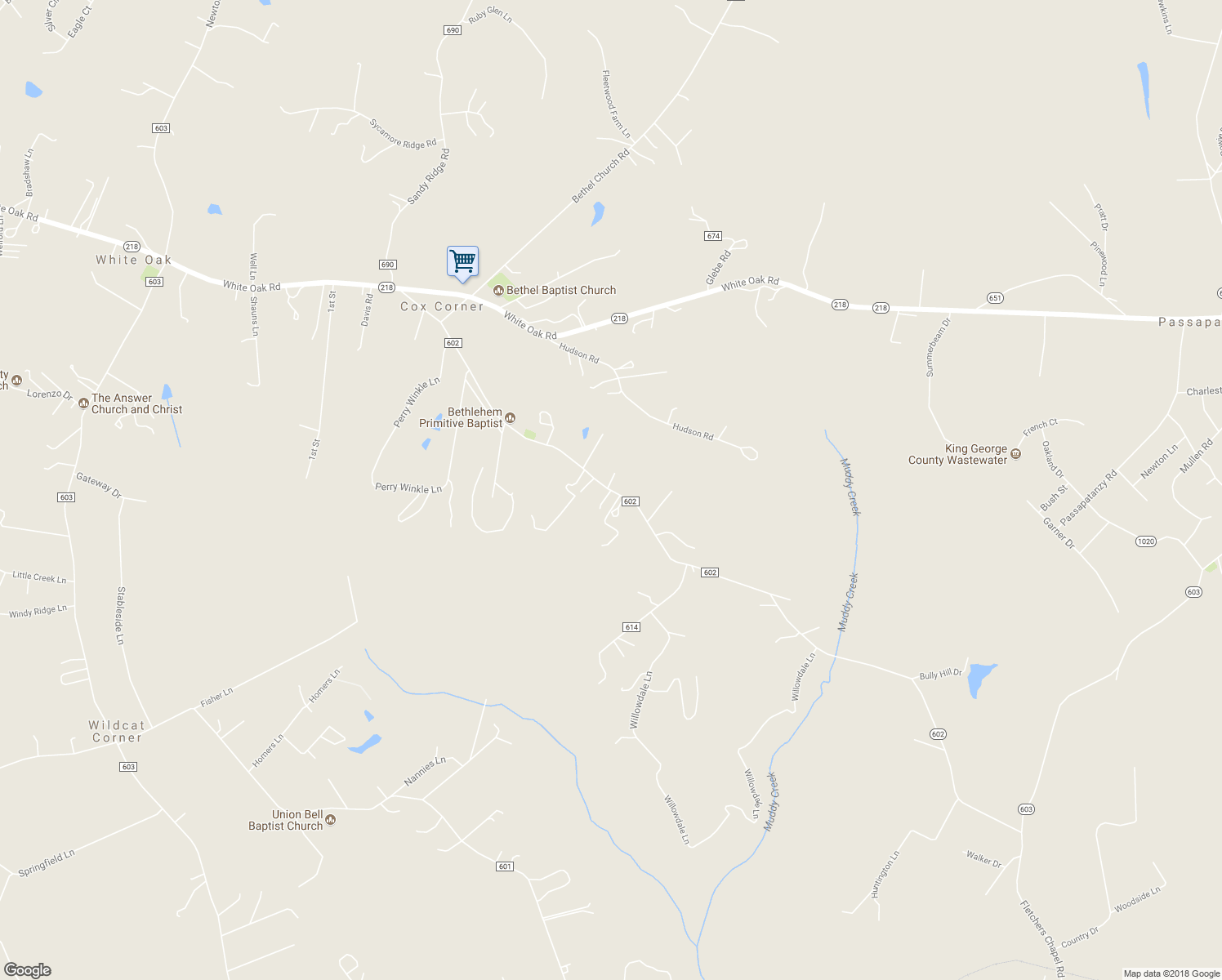 map of restaurants, bars, coffee shops, grocery stores, and more near 241 Chapel Green Road in Fredericksburg