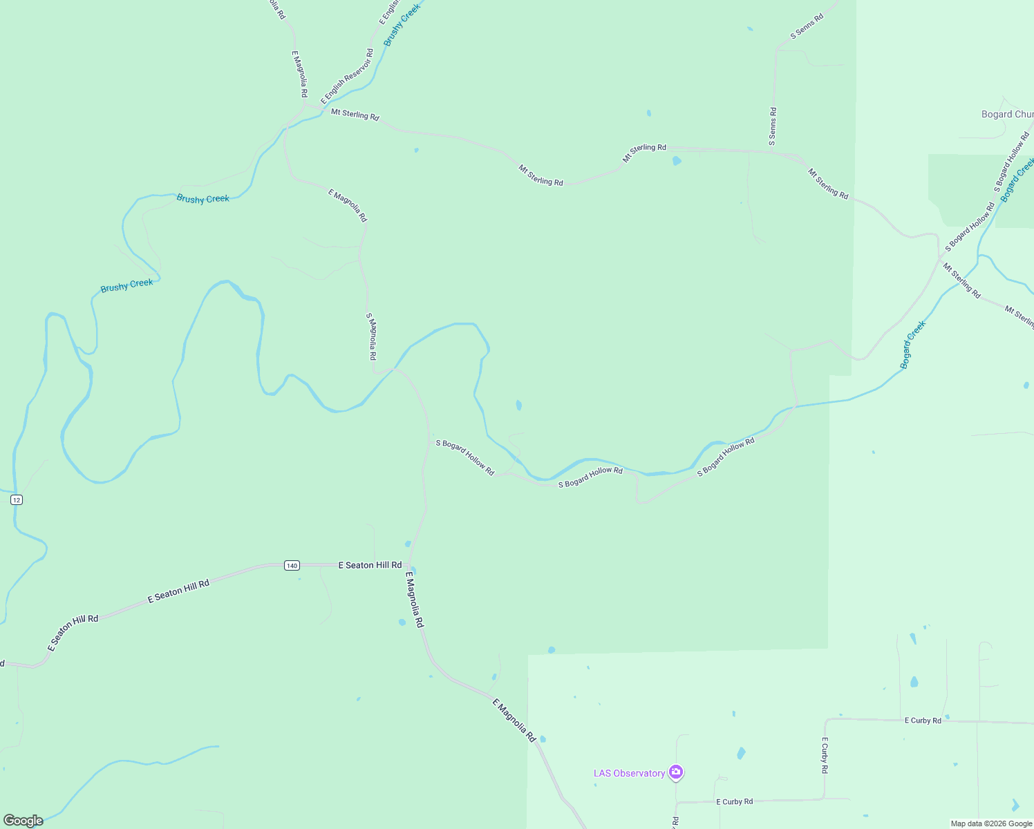 map of restaurants, bars, coffee shops, grocery stores, and more near 1916 South Bogard Hollow Road in English