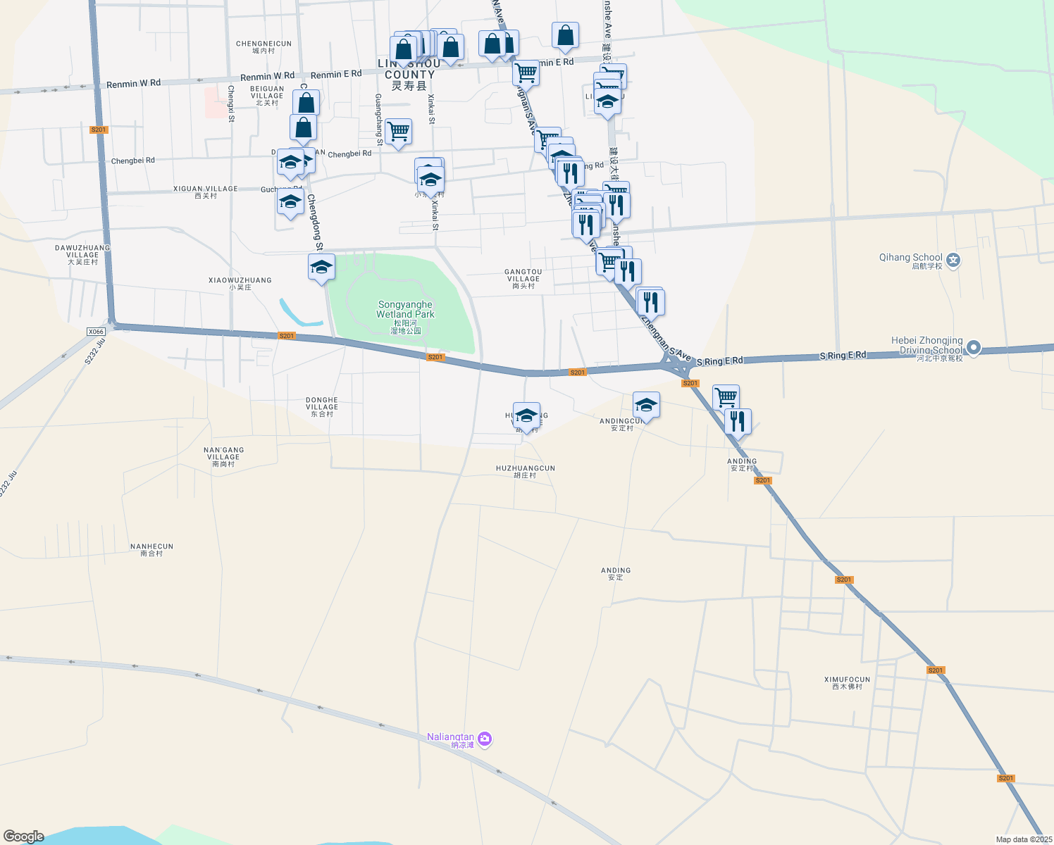map of restaurants, bars, coffee shops, grocery stores, and more near in Shijiazhuang