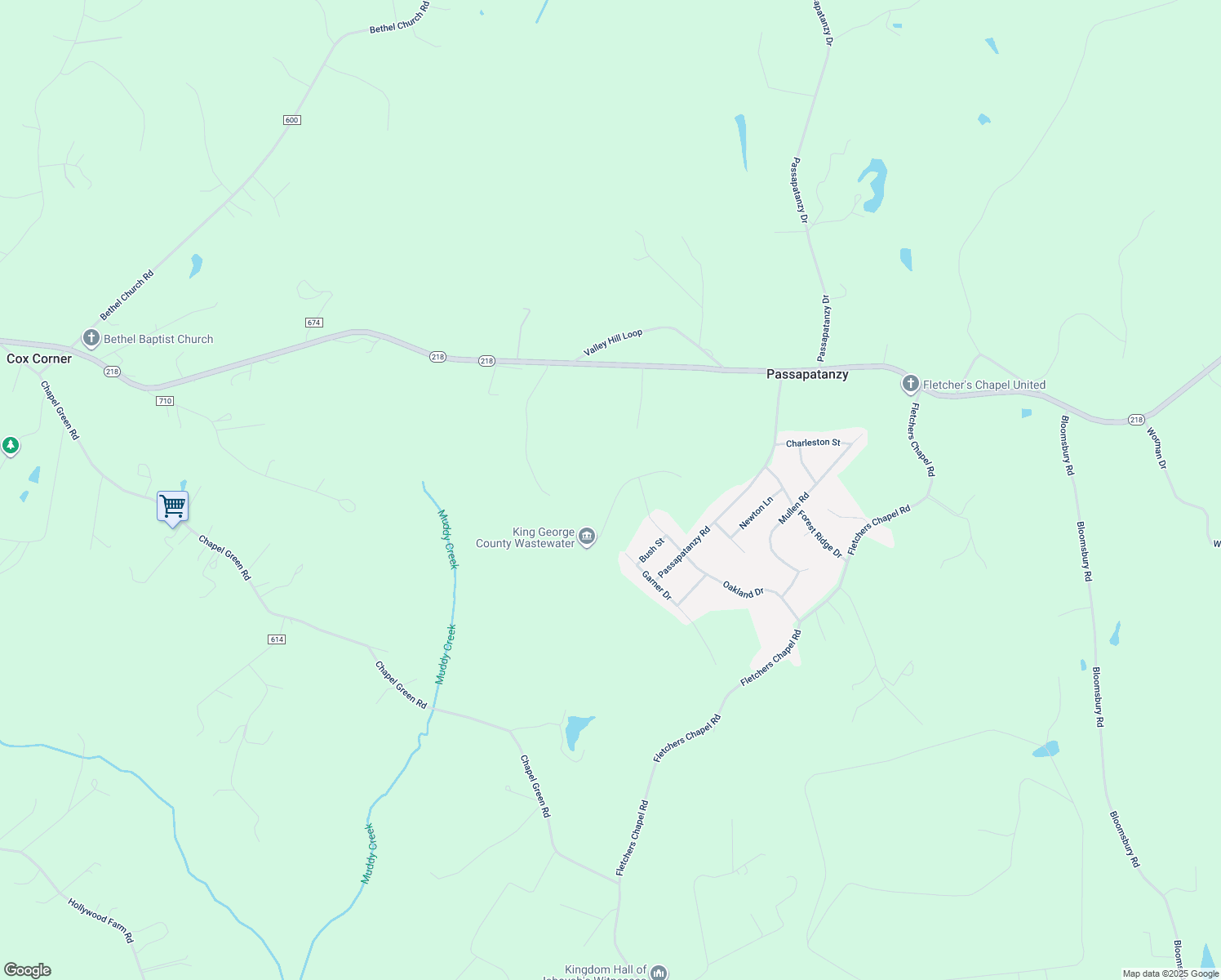 map of restaurants, bars, coffee shops, grocery stores, and more near 1059 French Court in King George
