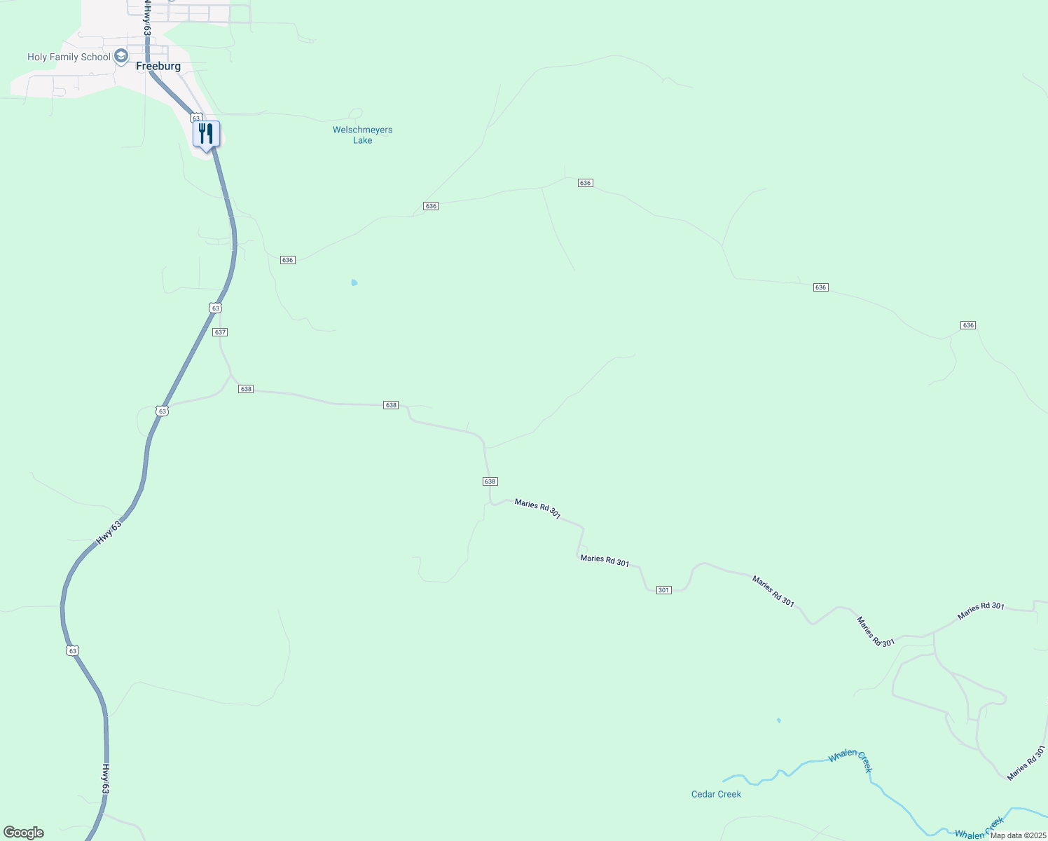 map of restaurants, bars, coffee shops, grocery stores, and more near 479 County Route 638 in Freeburg
