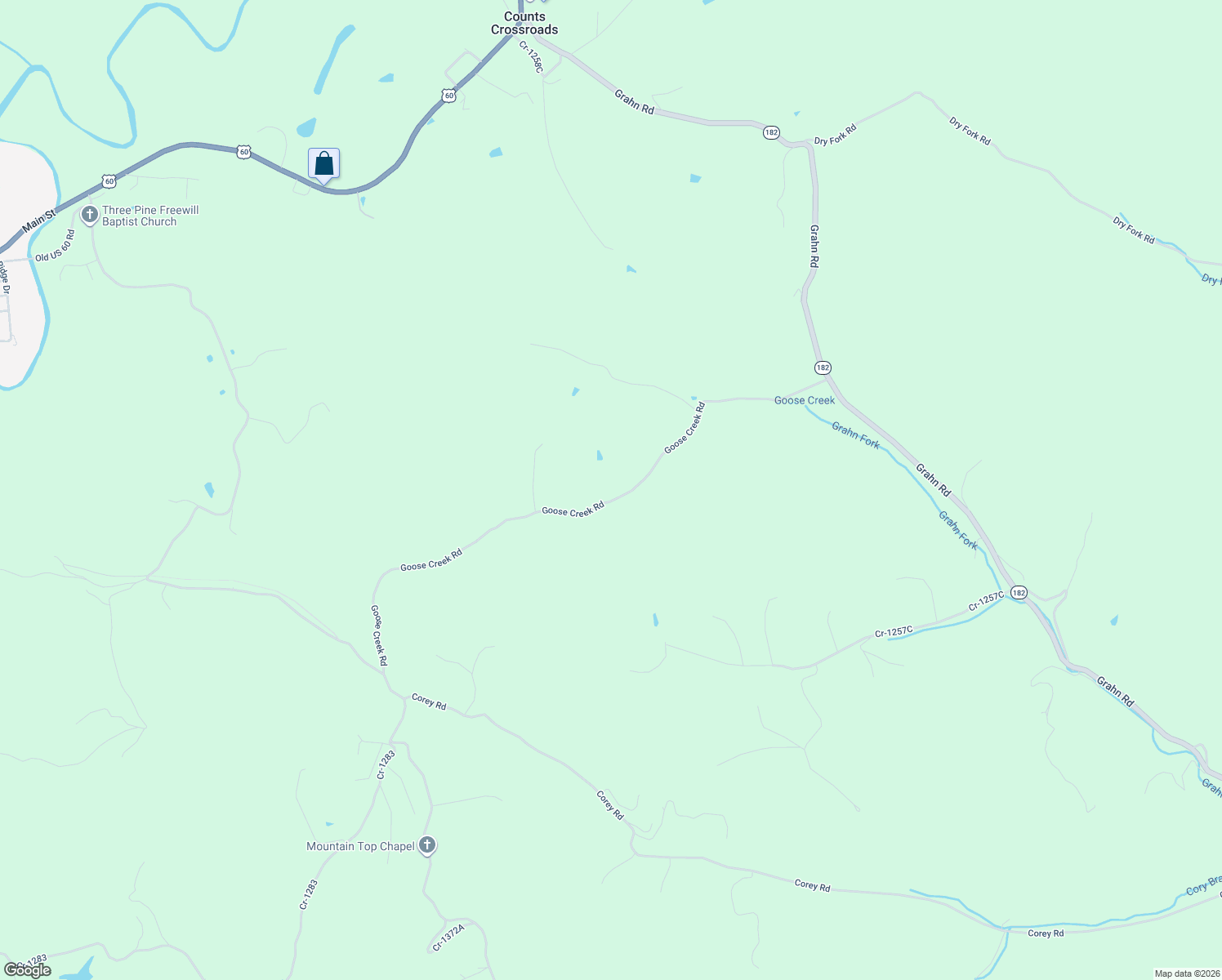 map of restaurants, bars, coffee shops, grocery stores, and more near 770 Goose Creek Road in Olive Hill