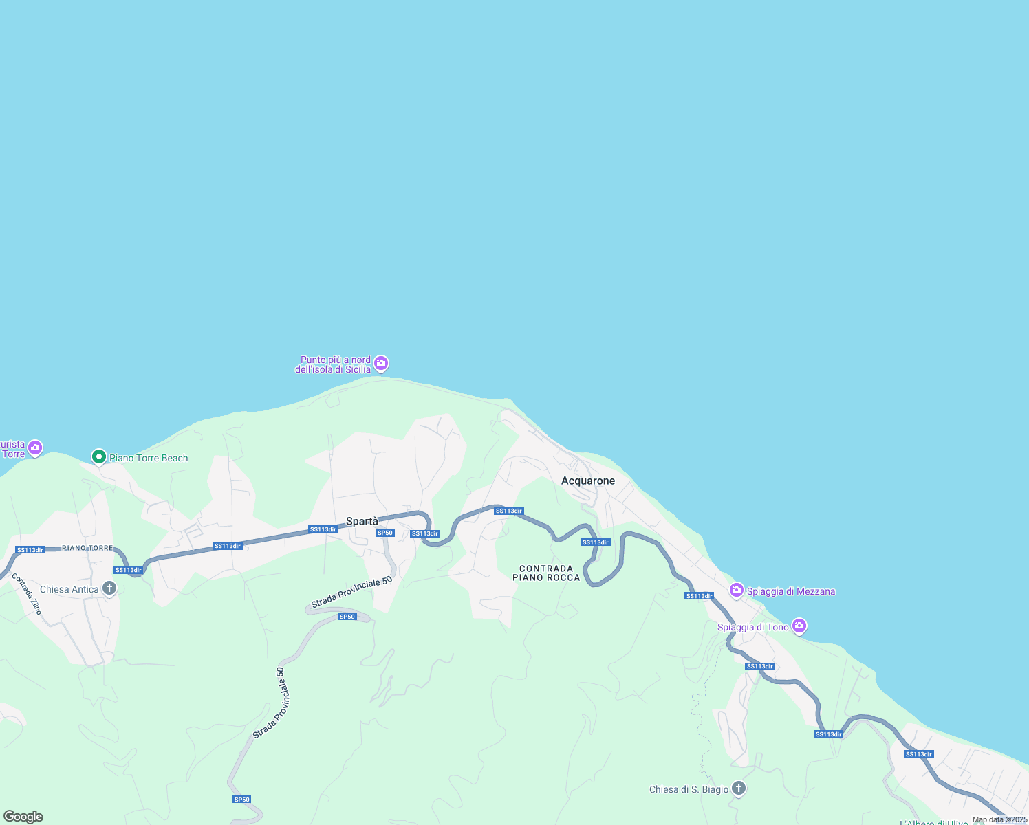 map of restaurants, bars, coffee shops, grocery stores, and more near 181 Via Lungomare in Messina