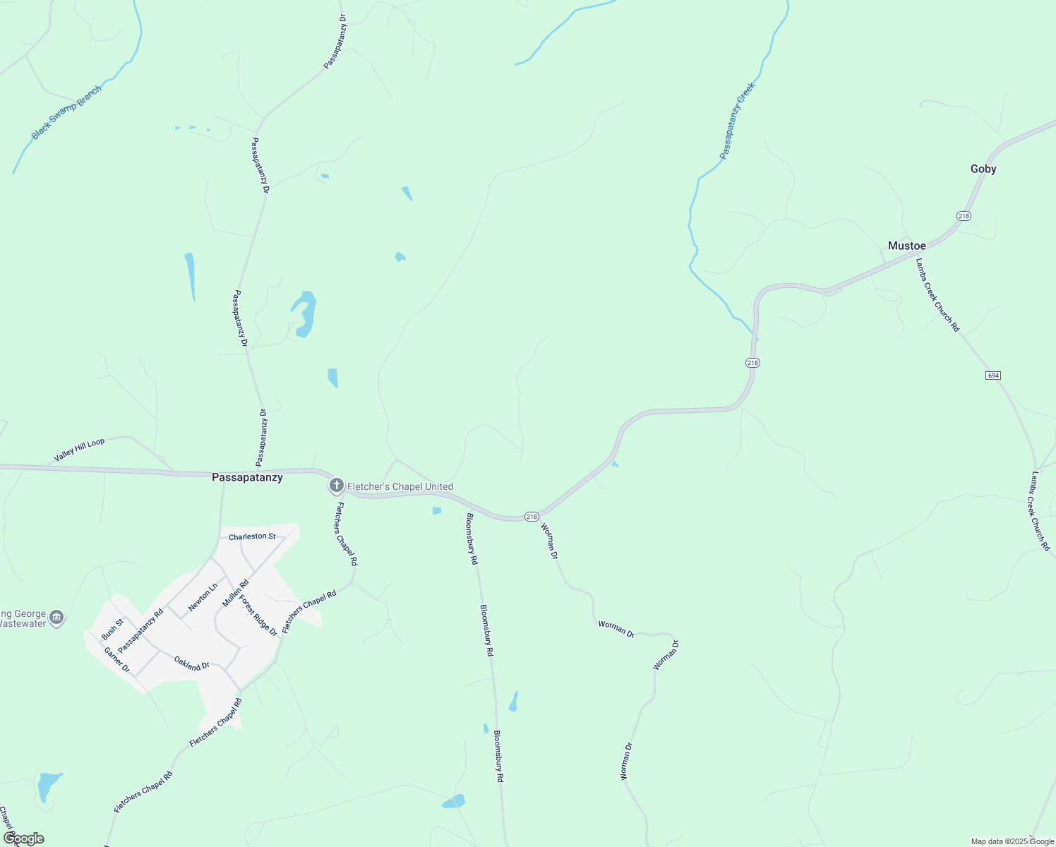 map of restaurants, bars, coffee shops, grocery stores, and more near 8207 Buckthorne Run in King George