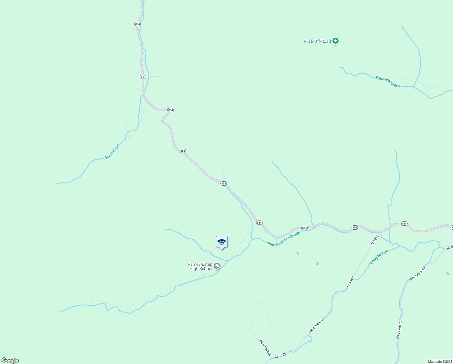 map of restaurants, bars, coffee shops, grocery stores, and more near 18236 Kentucky 854 in Rush
