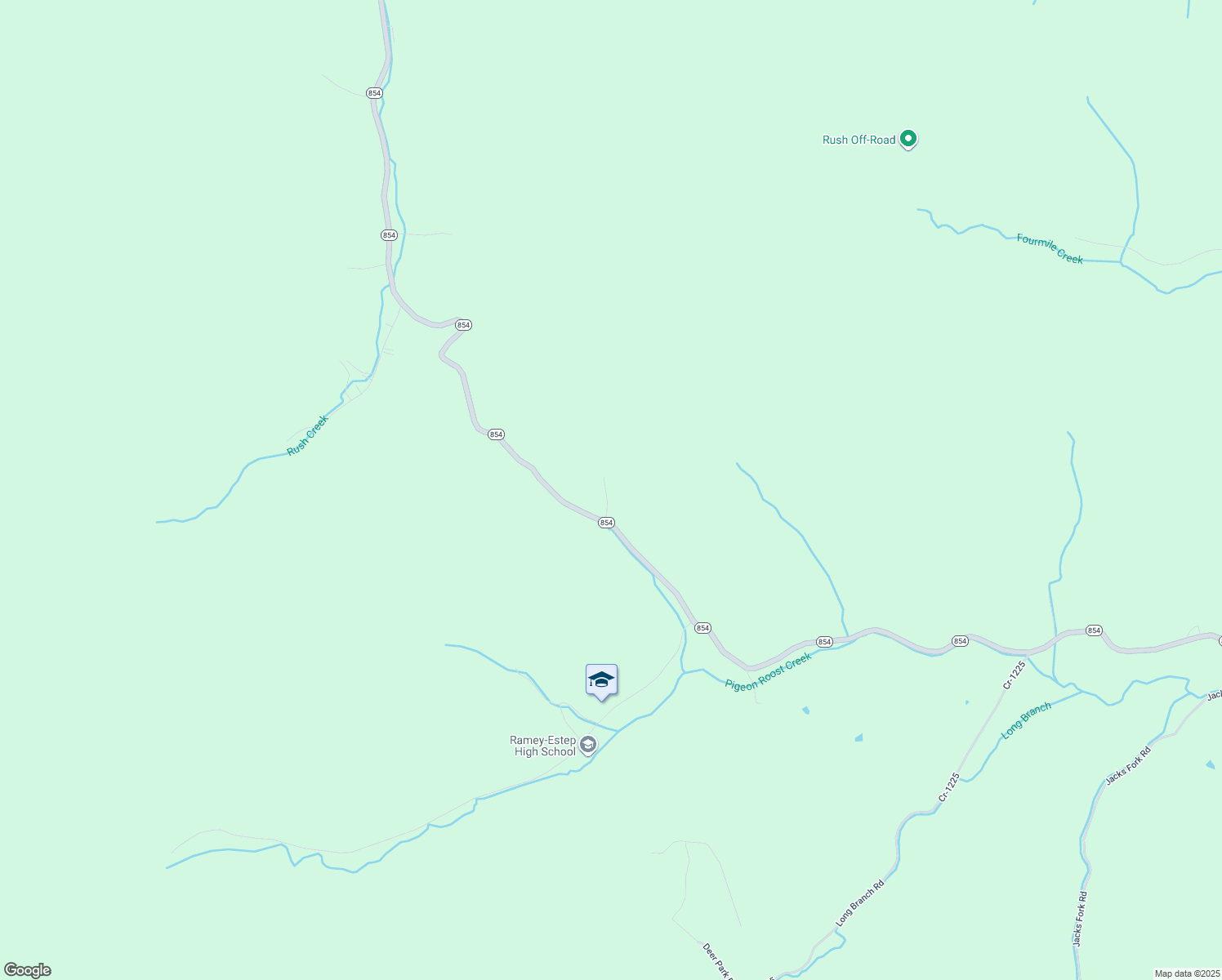 map of restaurants, bars, coffee shops, grocery stores, and more near 18236 Kentucky 854 in Rush