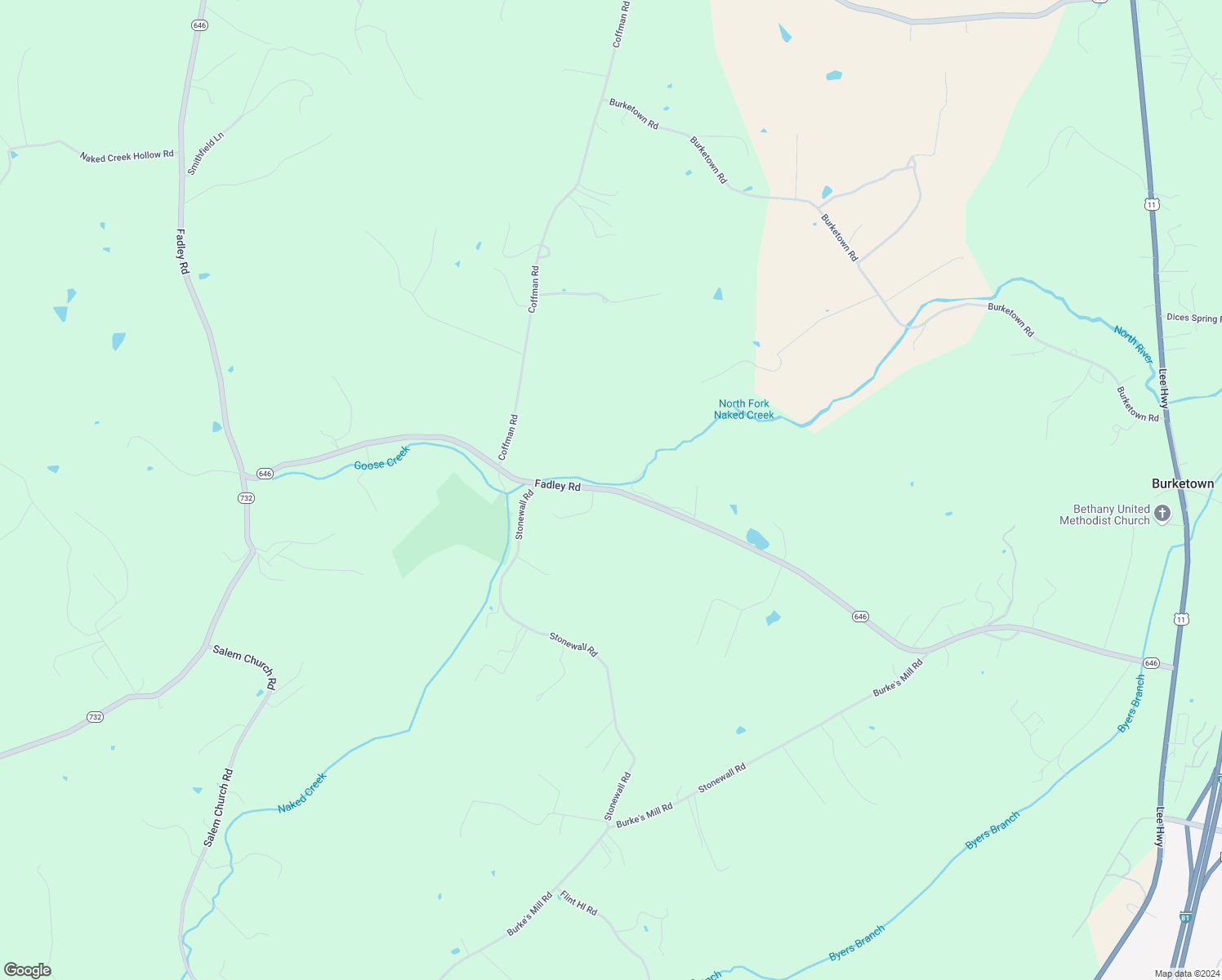 map of restaurants, bars, coffee shops, grocery stores, and more near Fadley Road in Weyers Cave