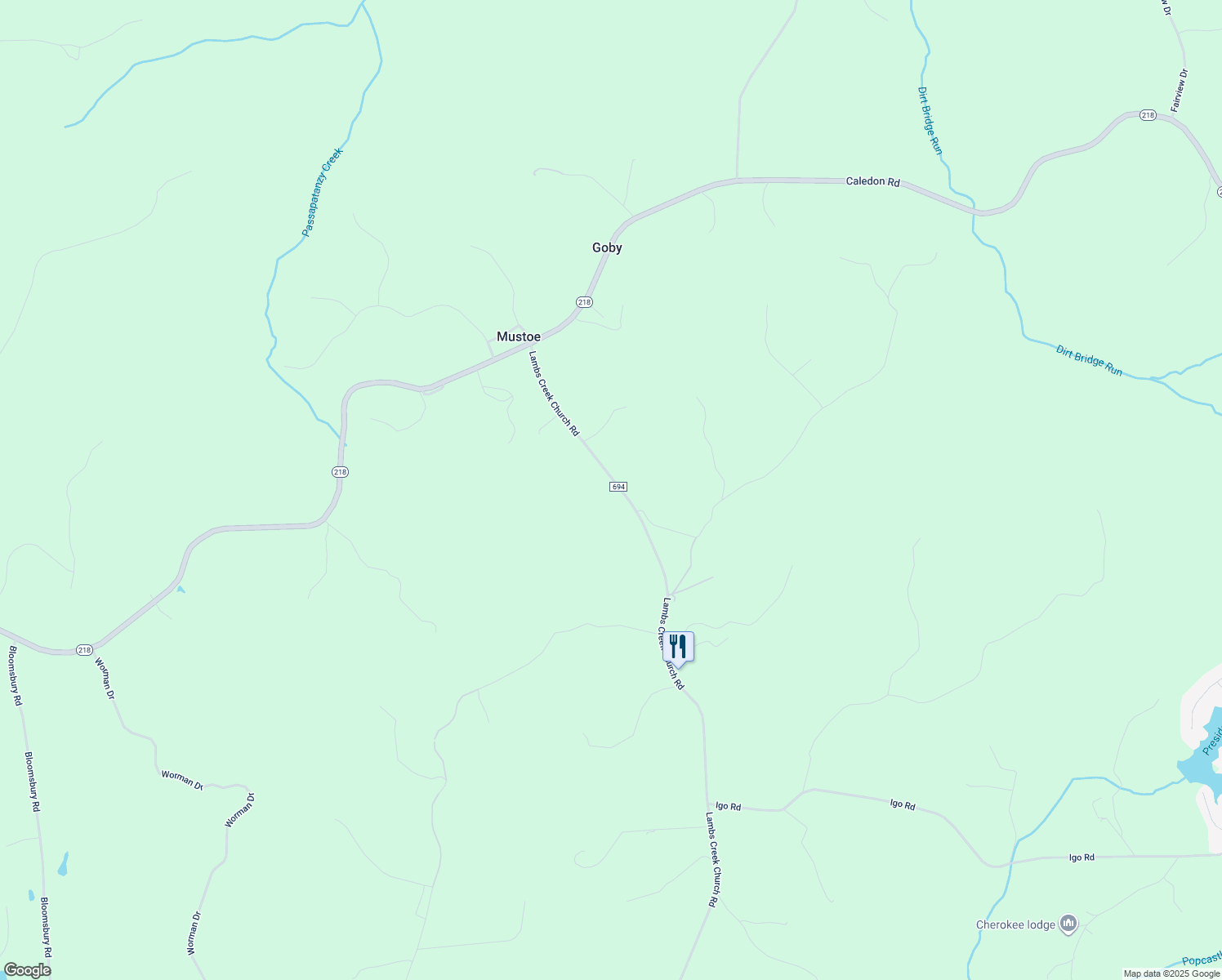 map of restaurants, bars, coffee shops, grocery stores, and more near 8138 Lambs Creek Church Road in King George