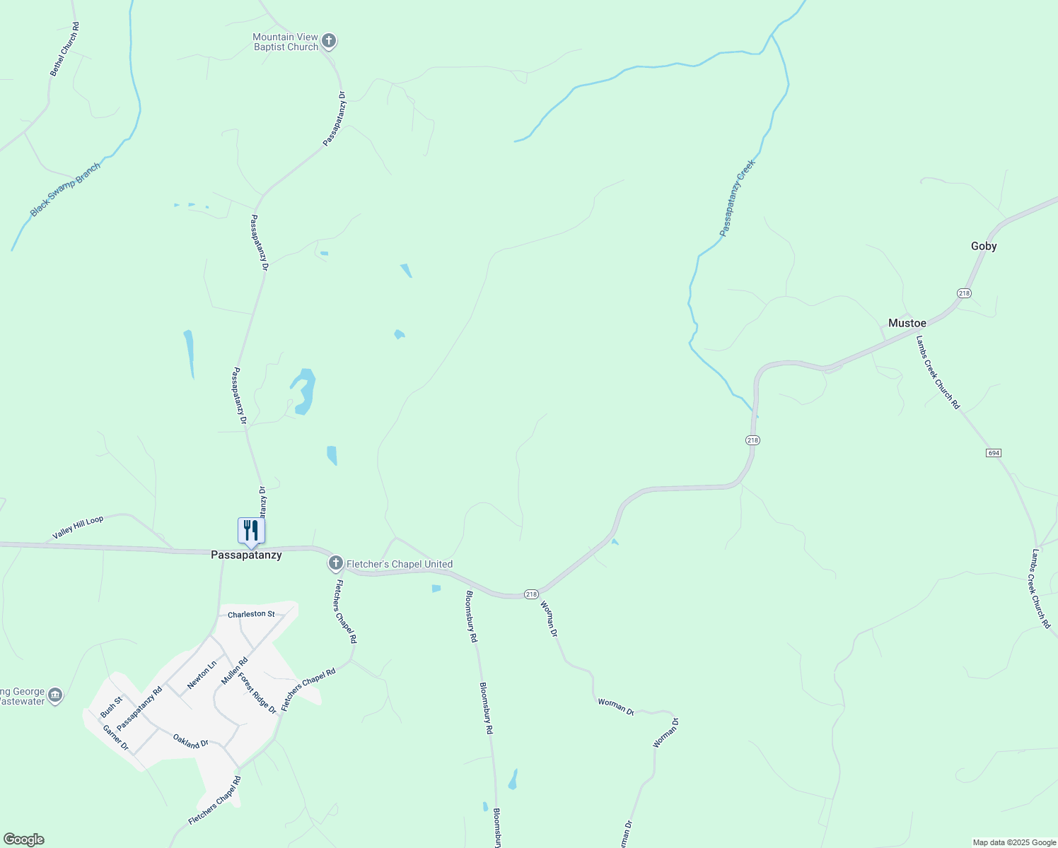map of restaurants, bars, coffee shops, grocery stores, and more near 8052 Buckthorne Run in King George
