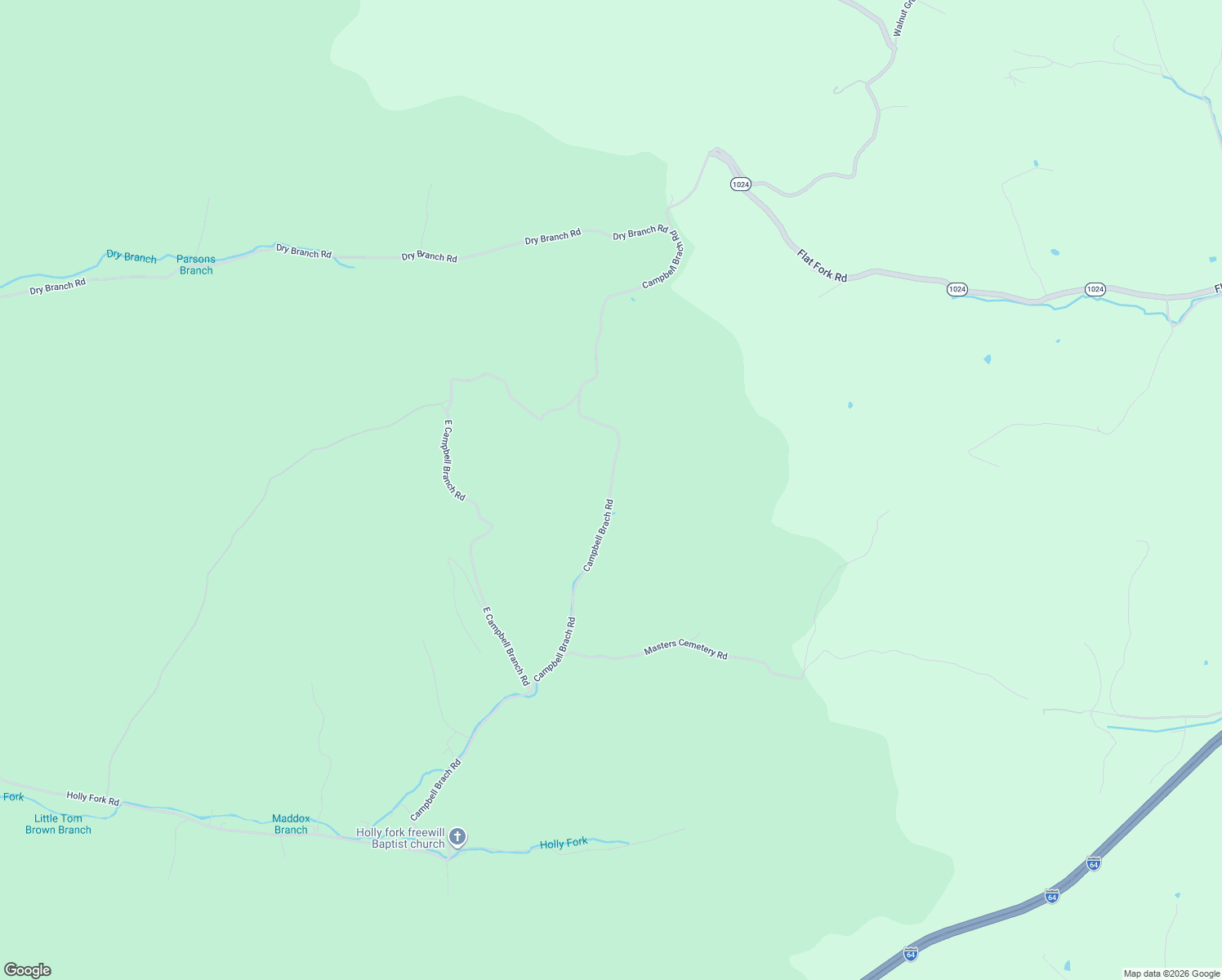map of restaurants, bars, coffee shops, grocery stores, and more near Campbell Brach Road in Morehead