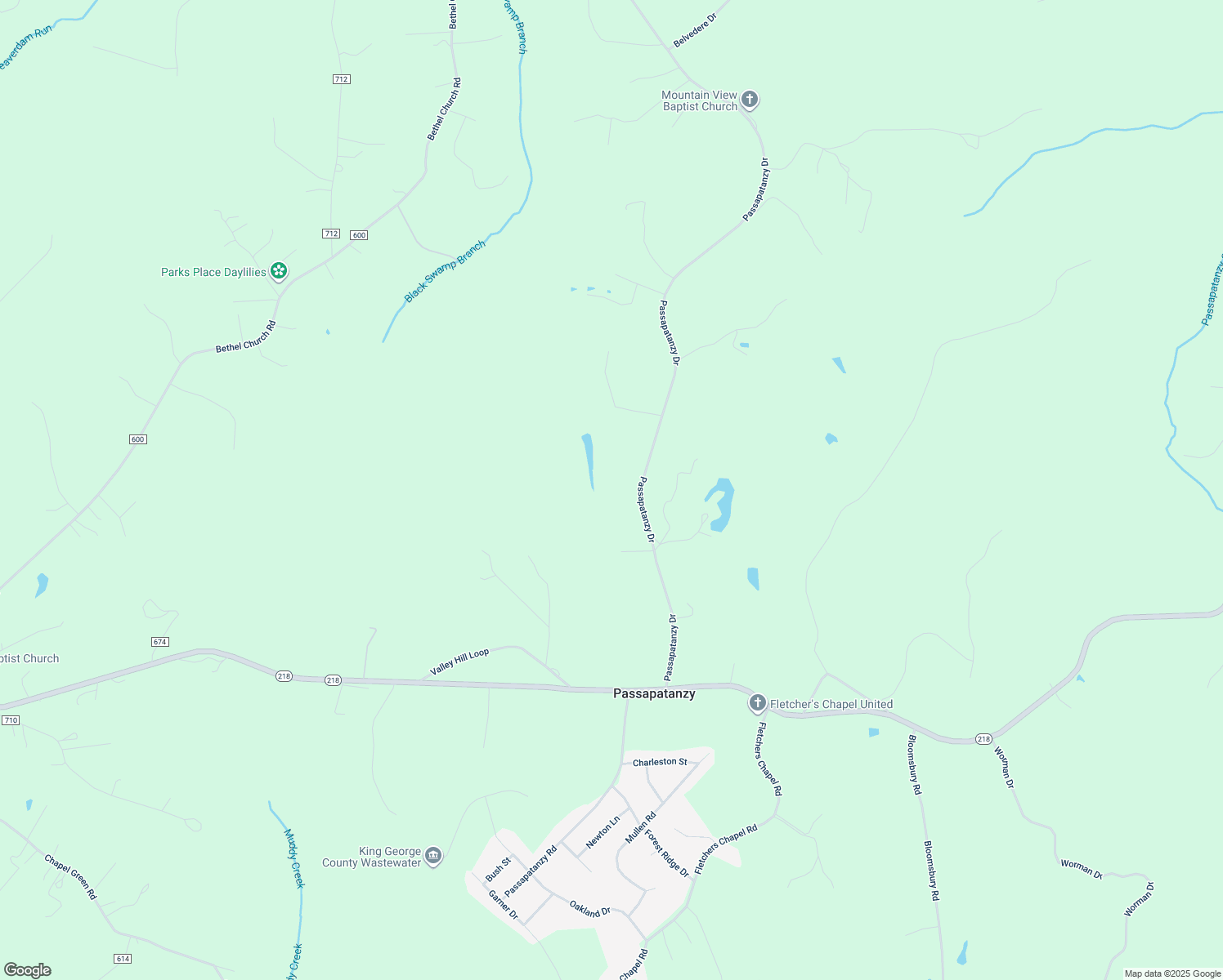 map of restaurants, bars, coffee shops, grocery stores, and more near 7568 Passapatanzy Drive in King George
