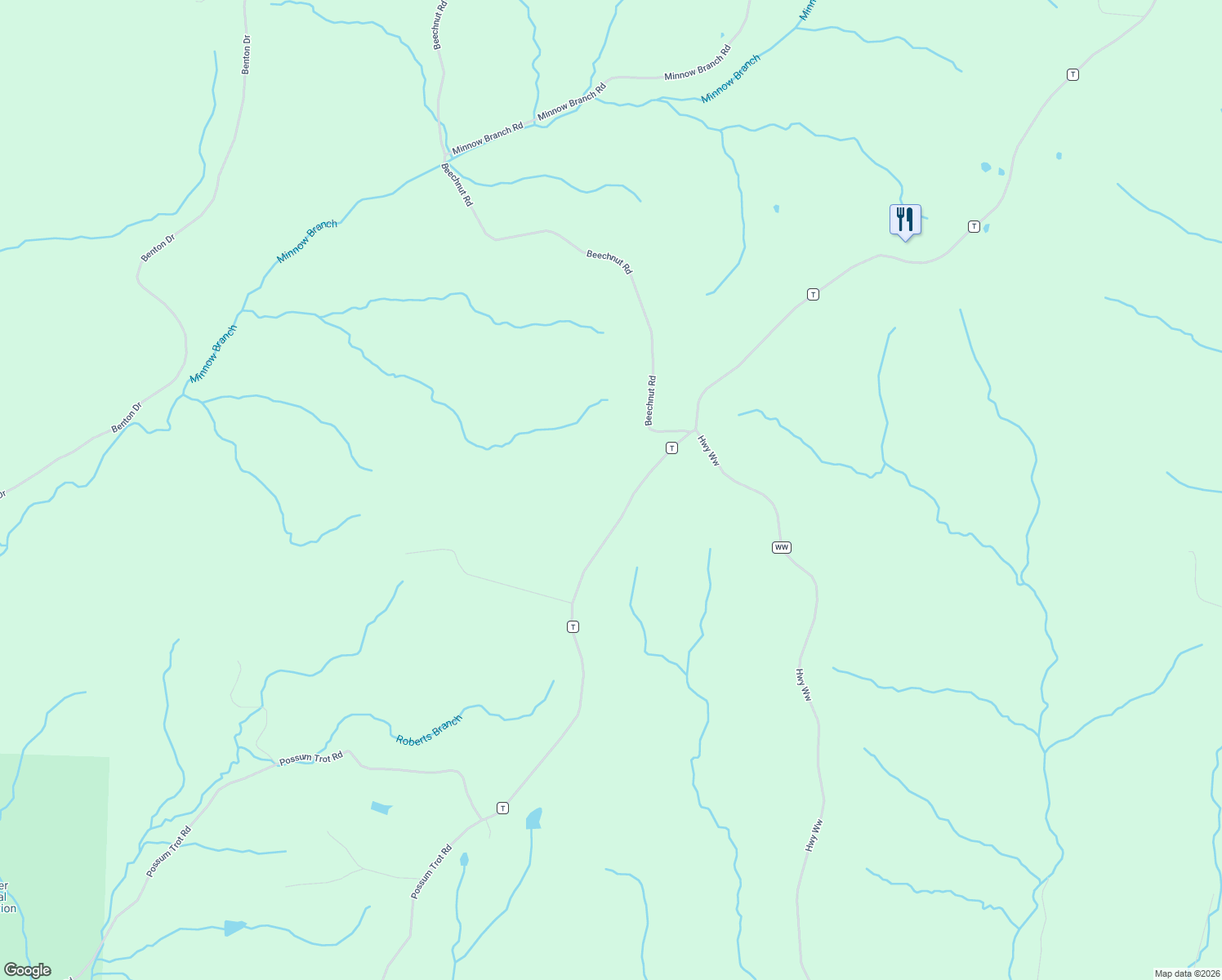 map of restaurants, bars, coffee shops, grocery stores, and more near 26700 State Highway T in Stover