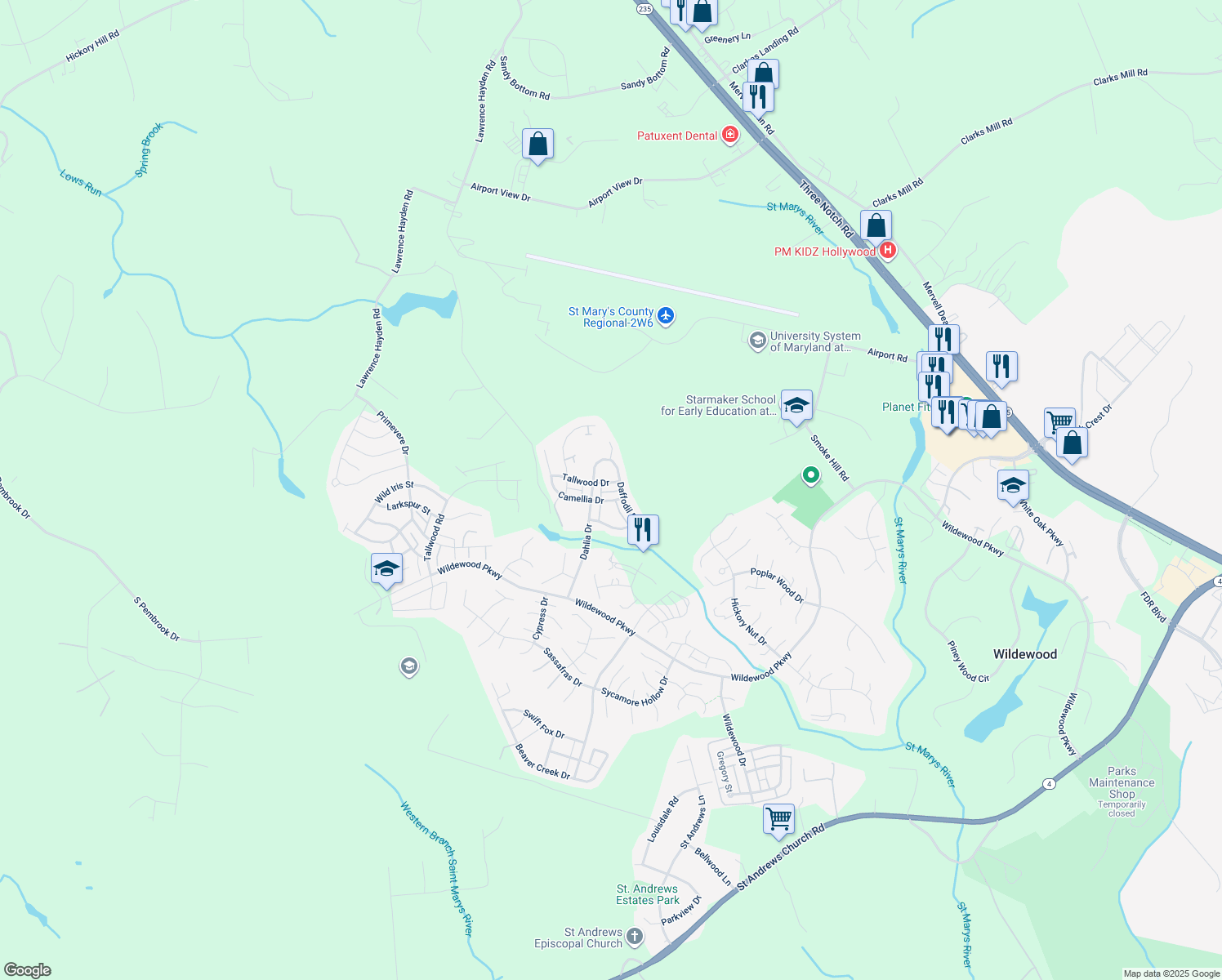 map of restaurants, bars, coffee shops, grocery stores, and more near 44018 Bellflower Way in California