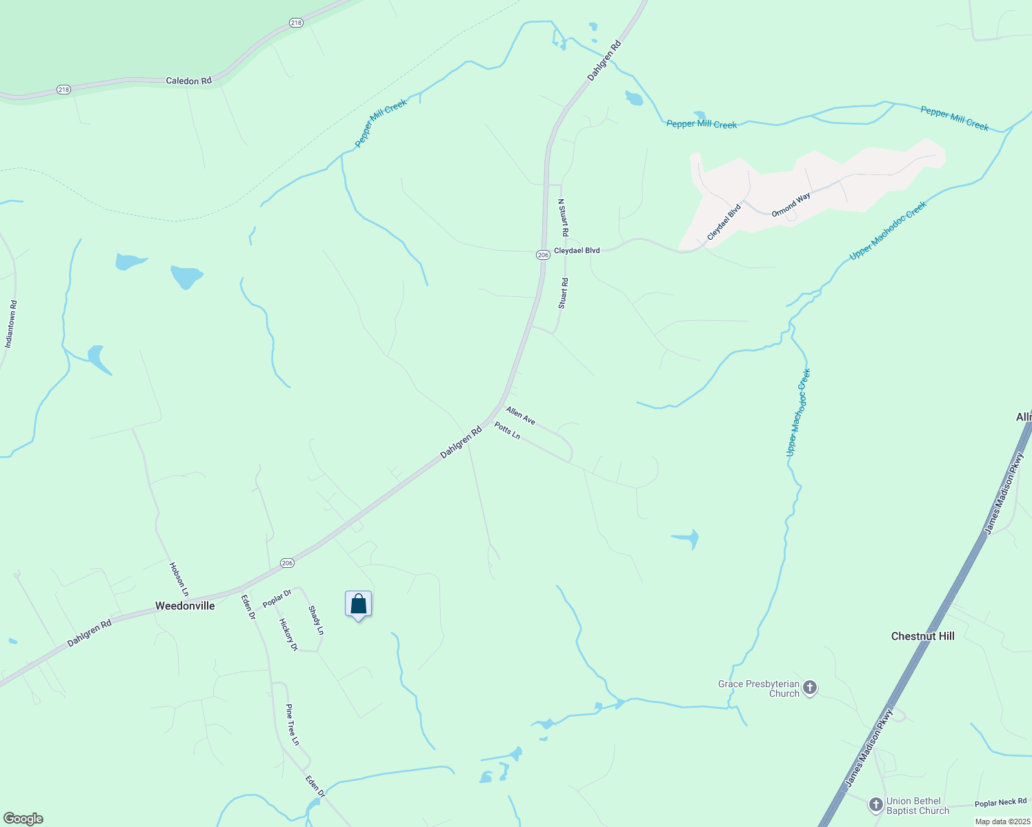 map of restaurants, bars, coffee shops, grocery stores, and more near 12070 Allen Avenue in King George