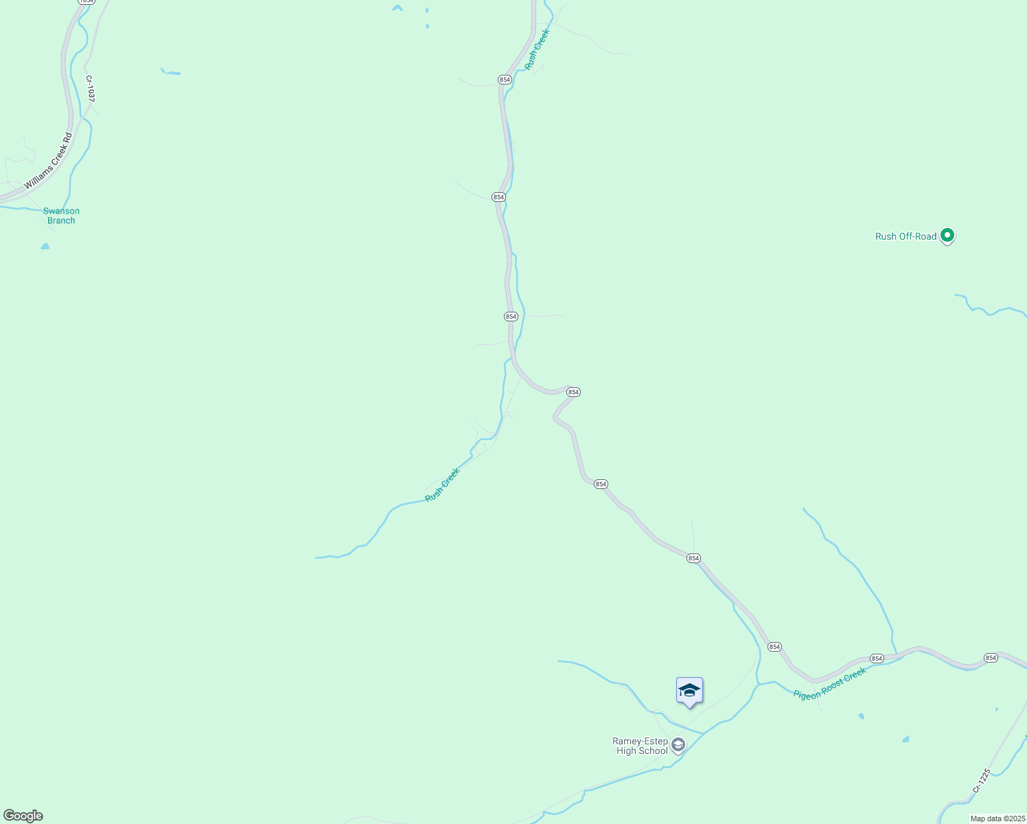 map of restaurants, bars, coffee shops, grocery stores, and more near 3001-3399 Cr-1227 in Rush