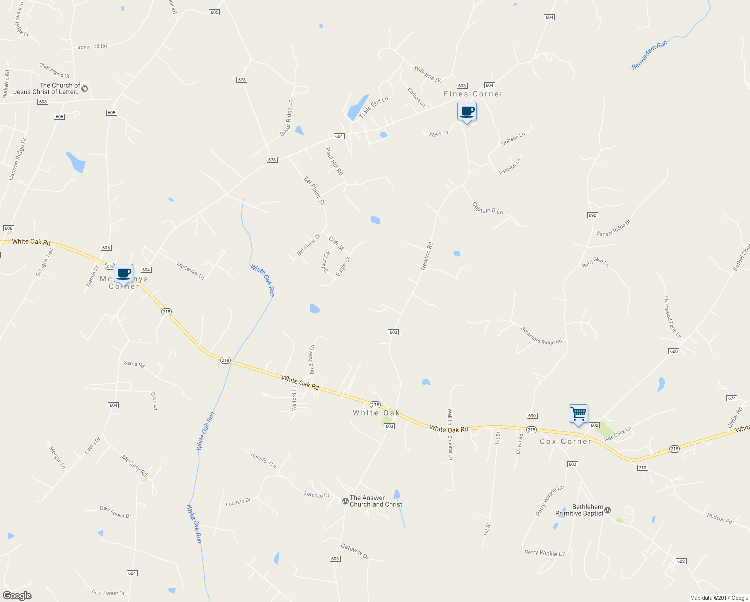 map of restaurants, bars, coffee shops, grocery stores, and more near 6 Apparition Lane in Fredericksburg