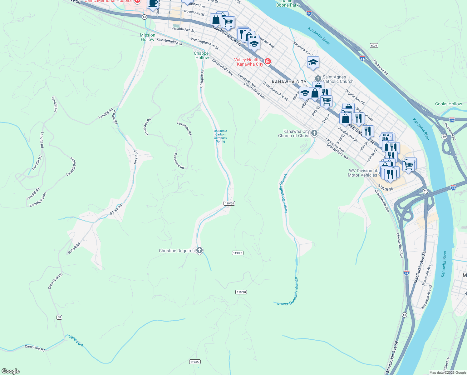 map of restaurants, bars, coffee shops, grocery stores, and more near 870 Chappell Road in Charleston