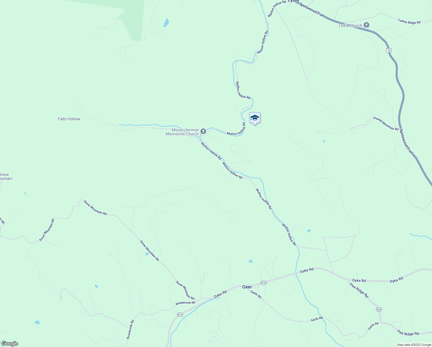 map of restaurants, bars, coffee shops, grocery stores, and more near 1343 Mutton Hollow Road in Stanardsville