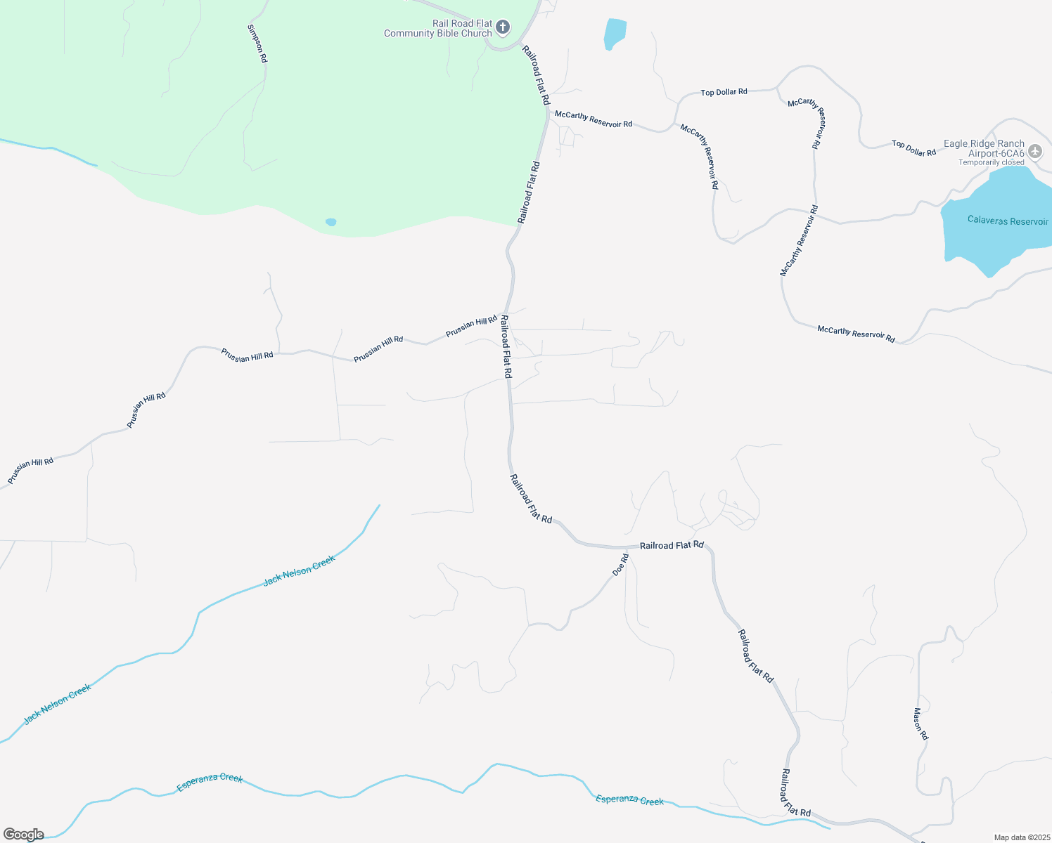 map of restaurants, bars, coffee shops, grocery stores, and more near 1167 Railroad Flat Road in Rail Road Flat