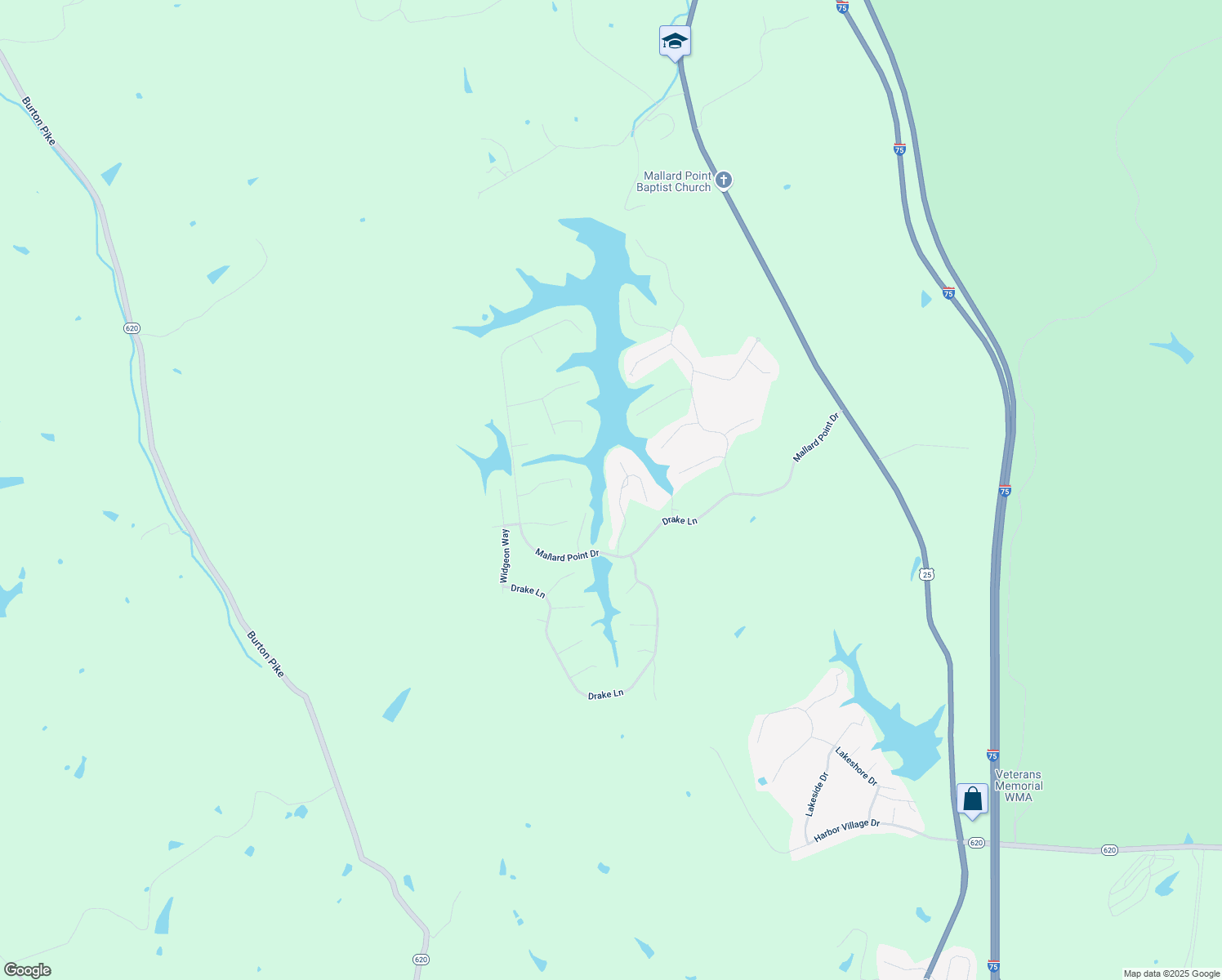 map of restaurants, bars, coffee shops, grocery stores, and more near 110 Mallard Point Court in Georgetown