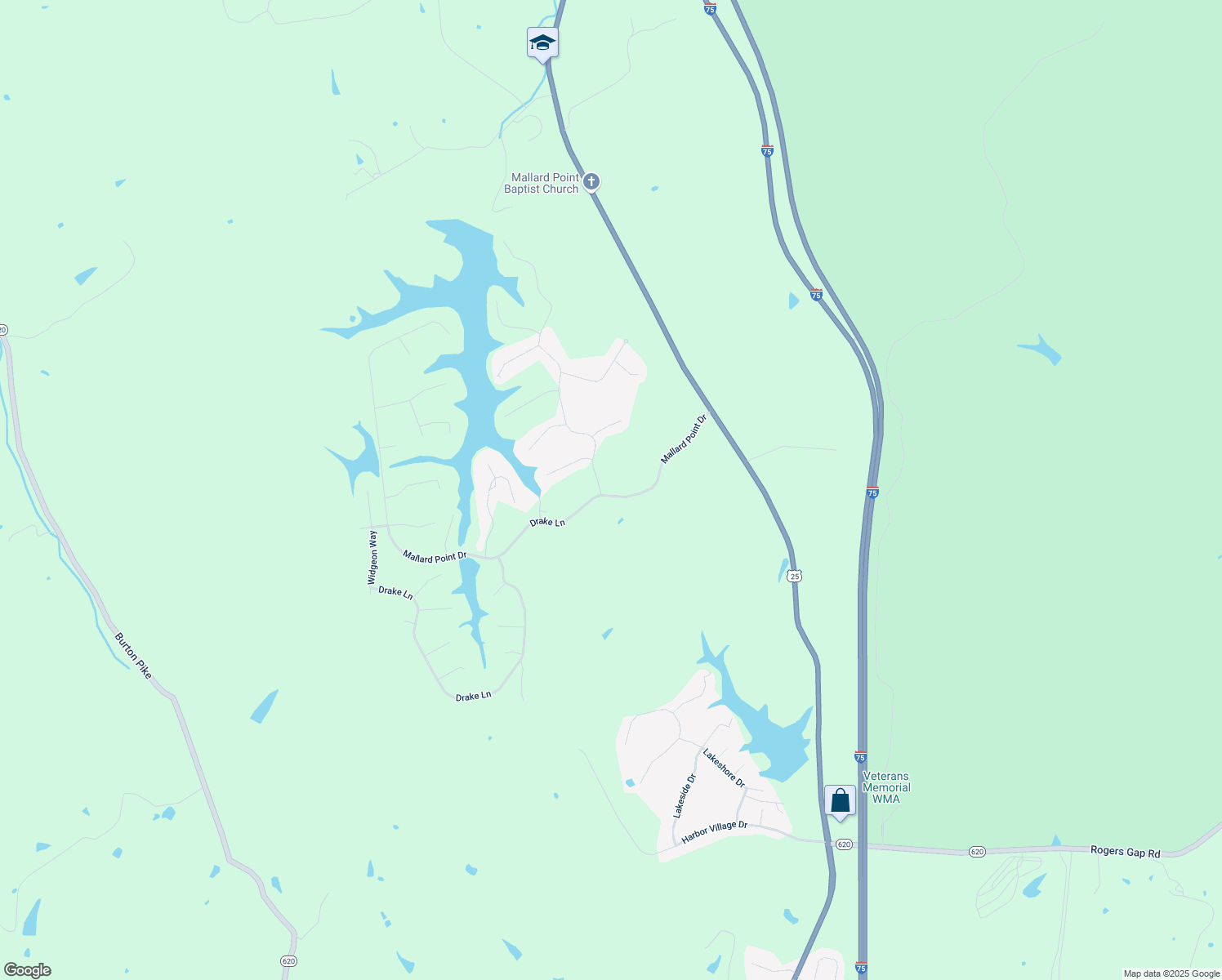 map of restaurants, bars, coffee shops, grocery stores, and more near 195 Mallard Point Drive in Georgetown