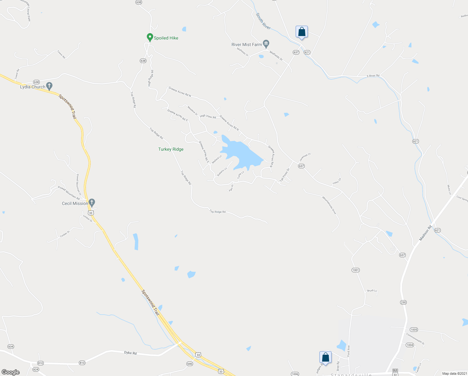 map of restaurants, bars, coffee shops, grocery stores, and more near 31 Pats Place in Stanardsville