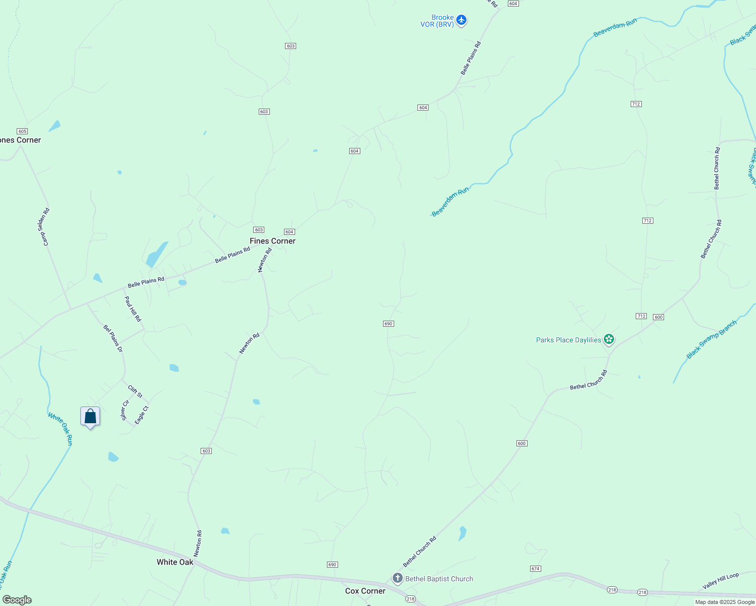 map of restaurants, bars, coffee shops, grocery stores, and more near 289 Sandy Ridge Road in Fredericksburg