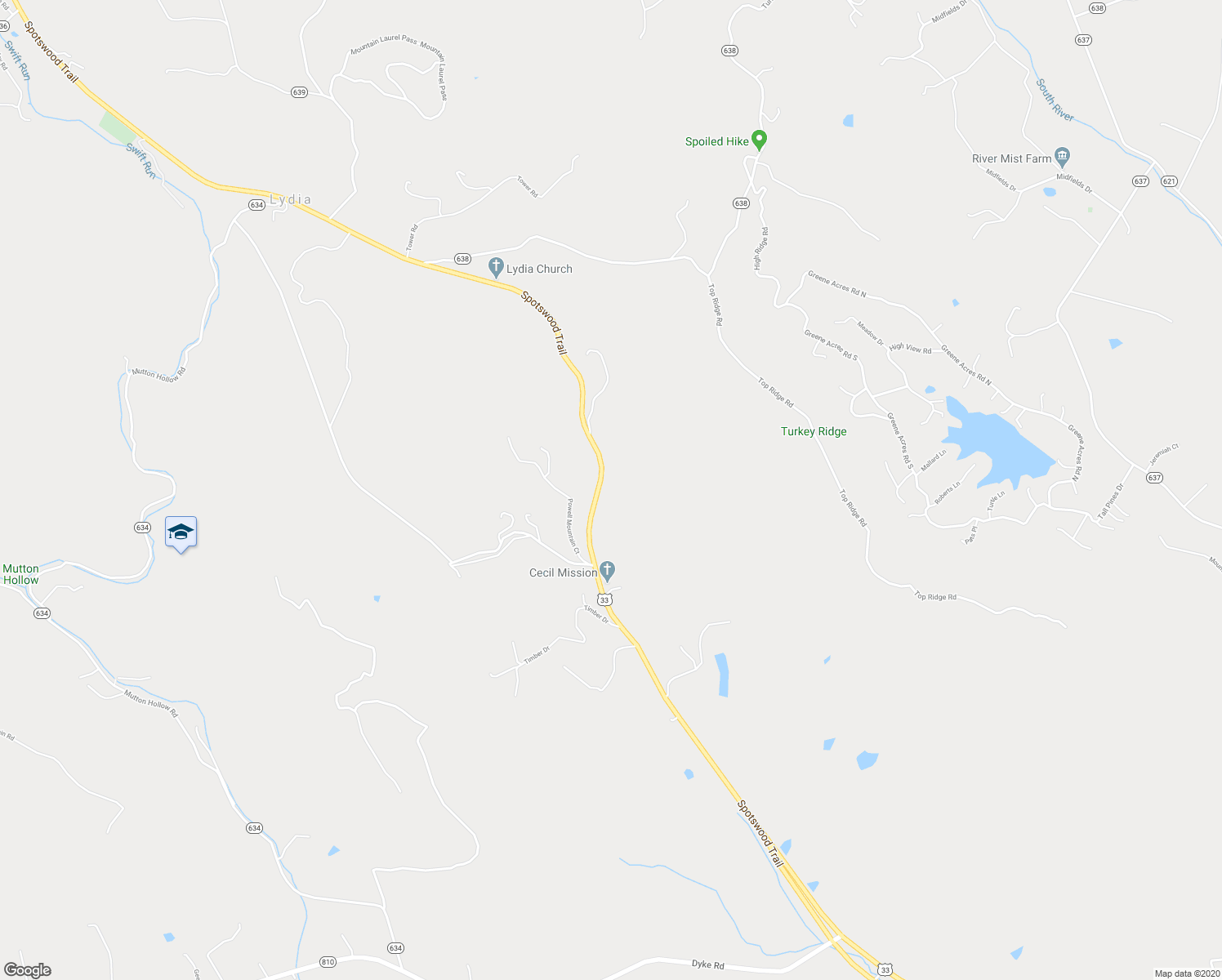 map of restaurants, bars, coffee shops, grocery stores, and more near 5515 Spotswood Trail in Stanardsville