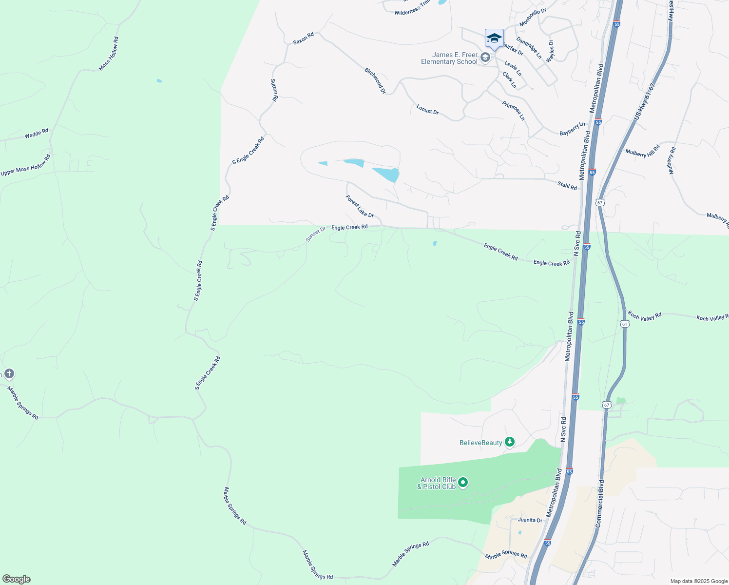 map of restaurants, bars, coffee shops, grocery stores, and more near 7900 Borman Road in Barnhart